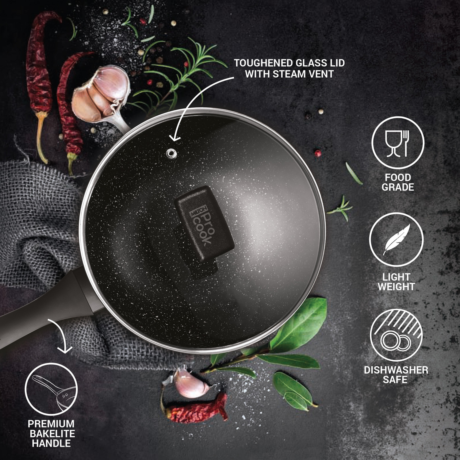 Image of MILTON Fry Pan 26 cm diameter with Lid 2.2 L capacity