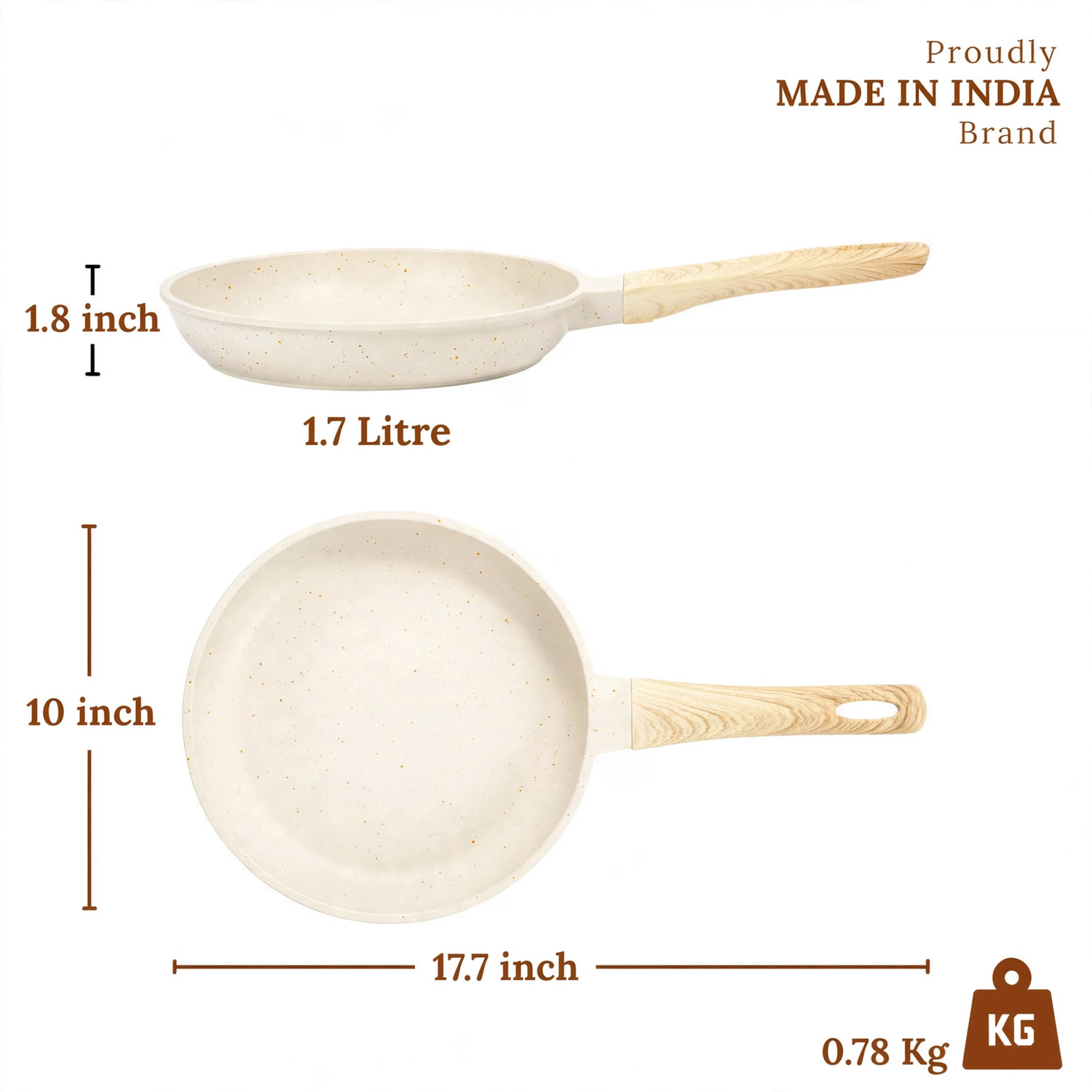 Image of Kreme CeraStone Granite Fry Pan 24 cm diameter 1.7 L capacity (Aluminium, Stoneware, Non-stick, Induction Bottom)
