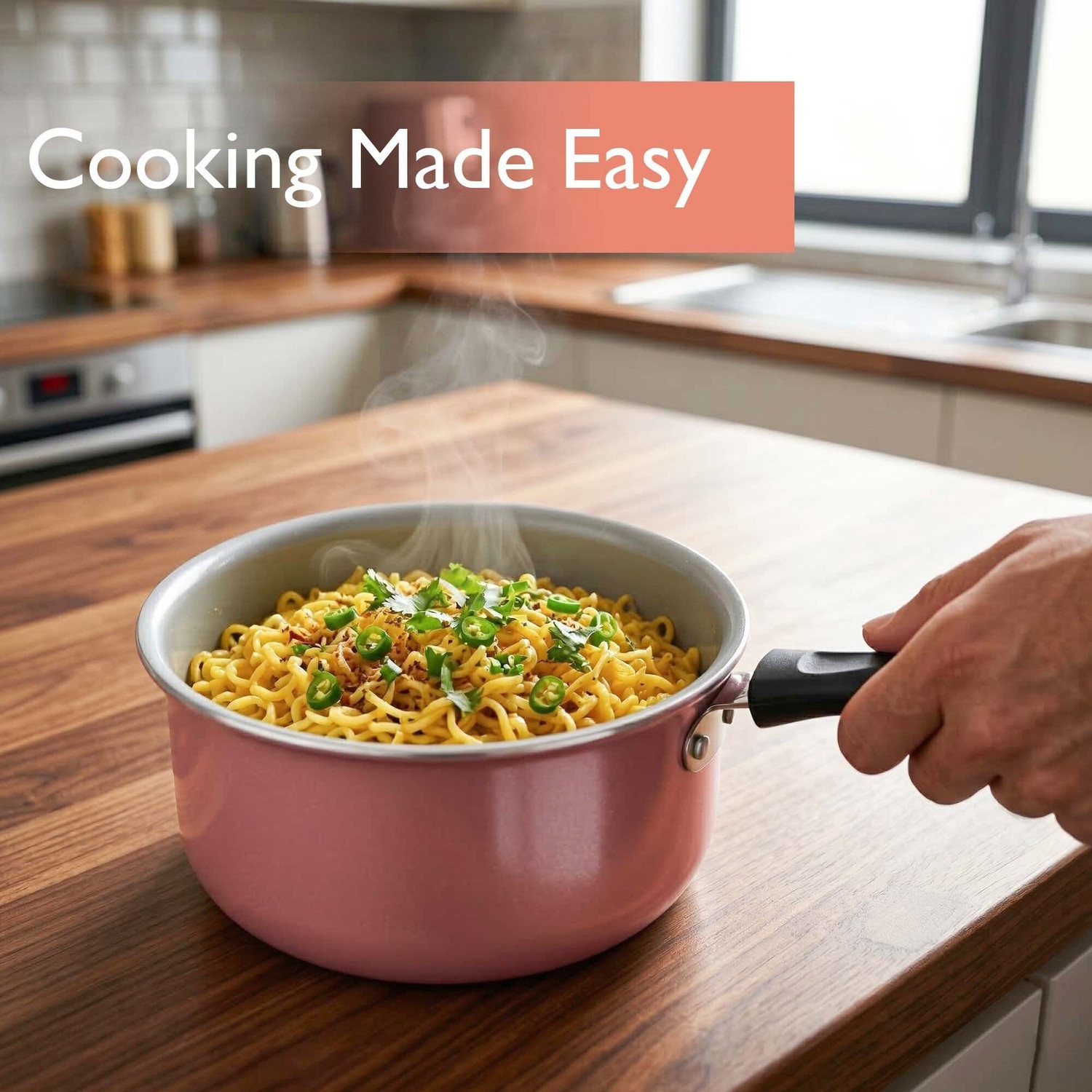 Image of Dozy Pink 2L Non-Stick Saucepan with Stay-Cool Handle Sauce Pan 18 cm diameter 2 L capacity