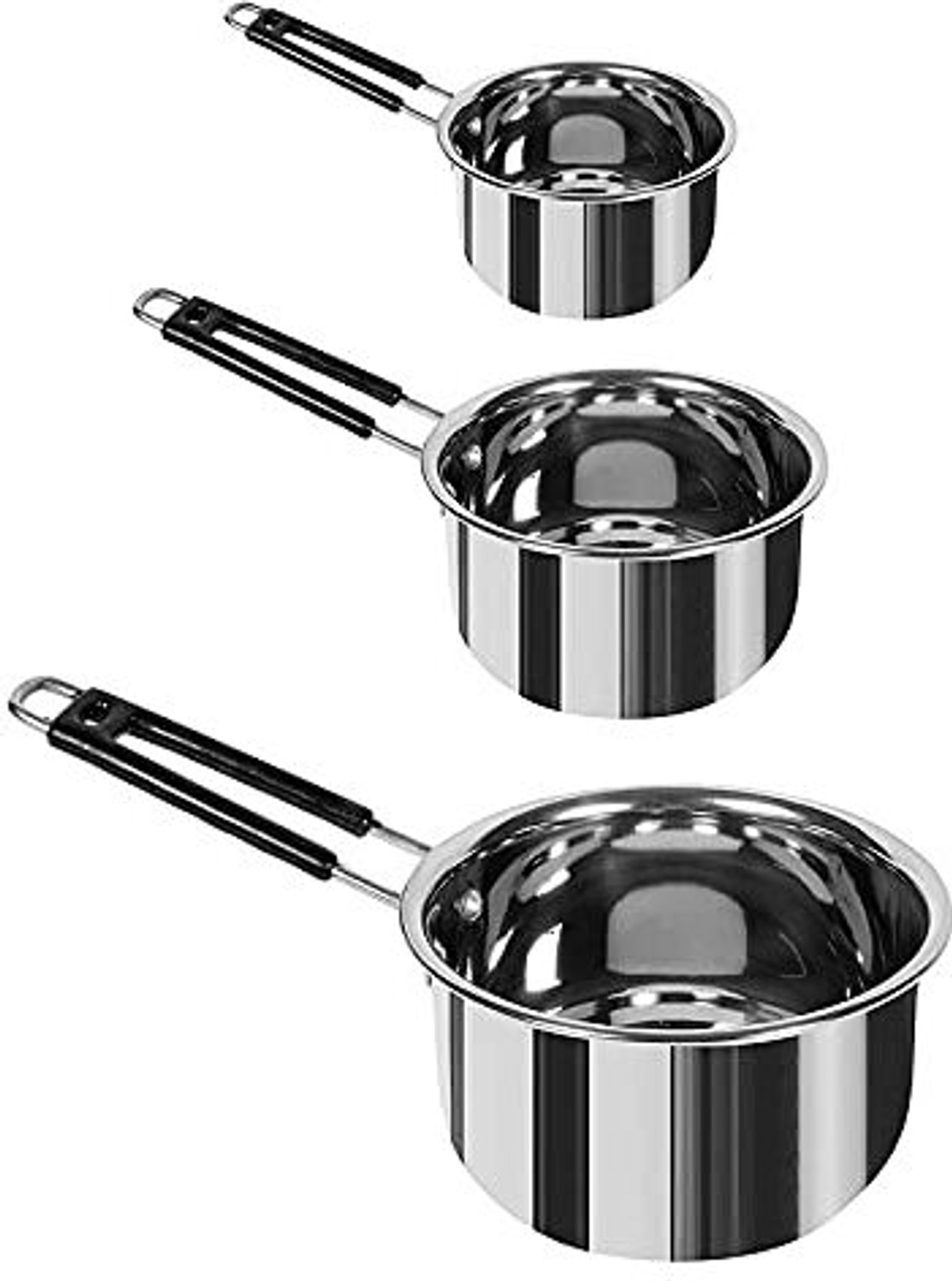 Image of Sprucezone Stainless Steel Sauce Pan, Flat Base, Tea Pan, Milk Pan, Tapeli Patila, Cookware Flat Pan 21 cm, 22 cm, 24 cm diameter 1 L, 1.5 L, 2 L capacity