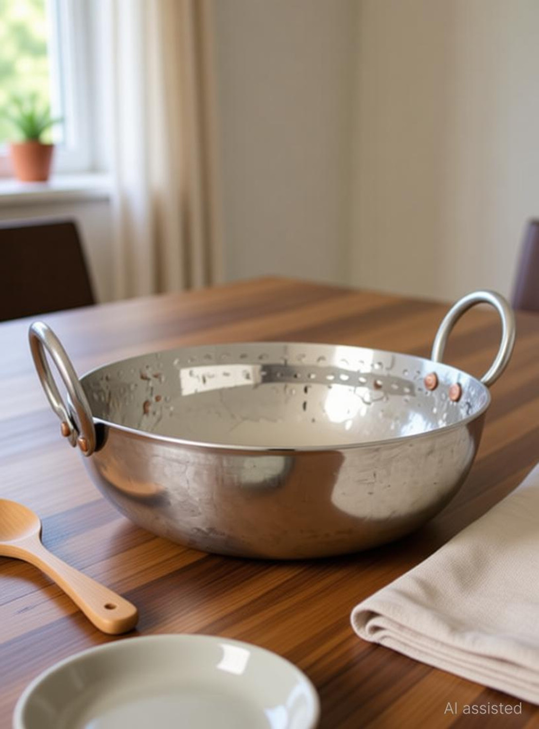 Image of KARMBHUMI KB-12 Kadhai 32 cm diameter 3 L capacity (Stainless Steel)