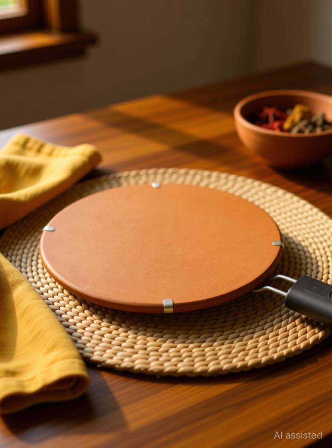 ARTHARK Indian Handmade Kitchen Utensils Clay Griddle For Chapati Making Tawa Tawa 24 cm, 24 cm, 6 cm diameter