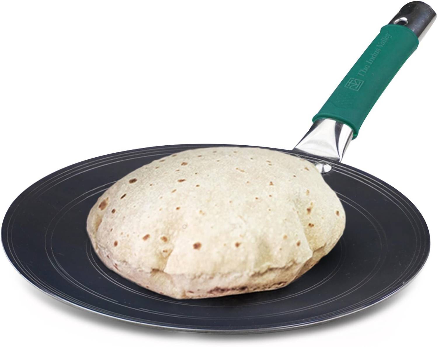 The Indus Valley Pre-seasoned Light Iron Concave Tawa with Long Handle Silicone Grip - 10.7 inch Tawa 27 cm diameter — Tawa & Griddles