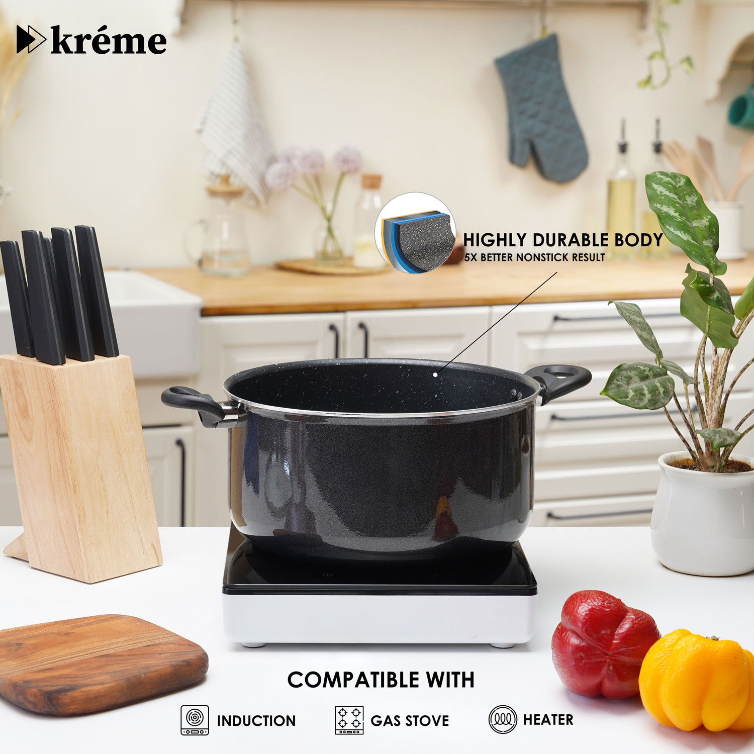 Image of Kreme Glaze Casserole / Biriyani Pot 8 Litre 28cm Pot 28 cm diameter 8 L capacity with Lid