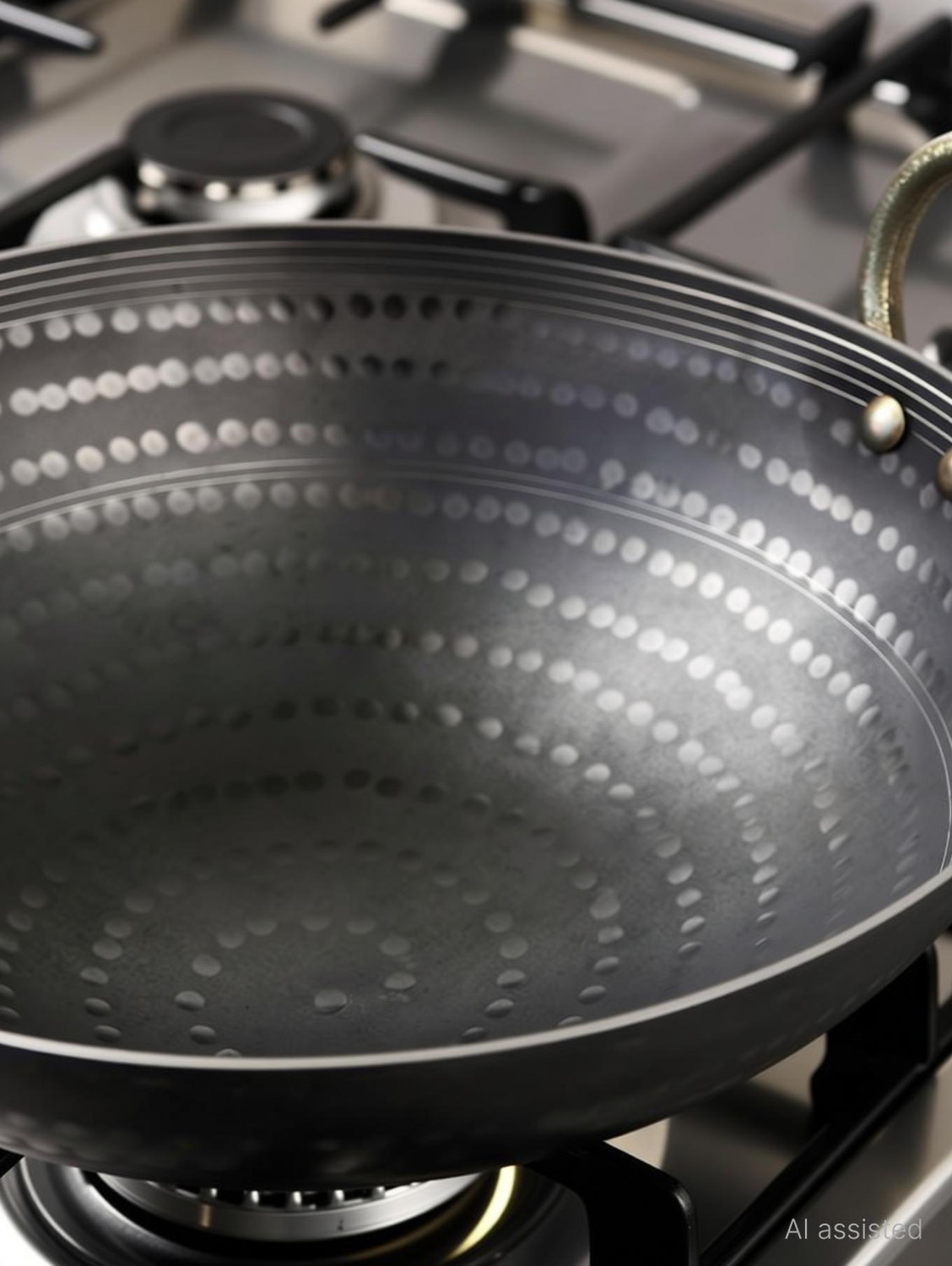 Image of Ptr Handmade Iron Matthar Kadai | Hammered Kadai with Handle for Kitchen Kadhai 36 cm diameter 4 L capacity