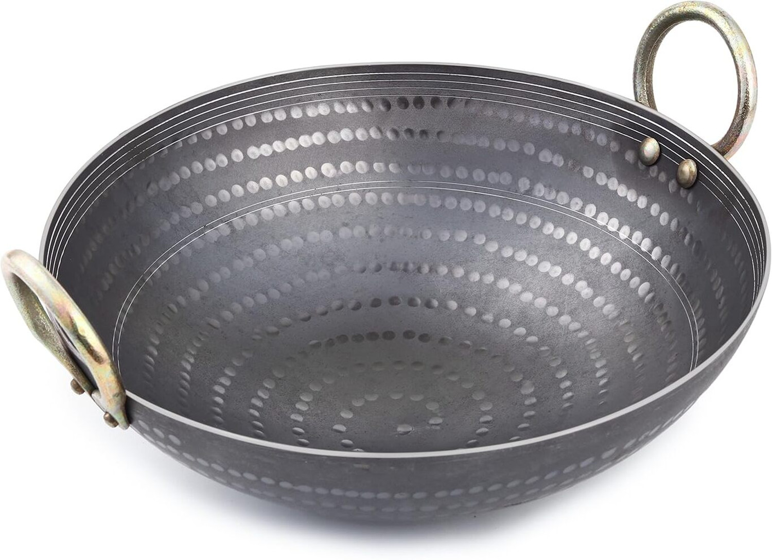 Image of Ptr Handmade Iron Matthar Kadai | Hammered Kadai with Handle for Kitchen Kadhai 36 cm diameter 4 L capacity