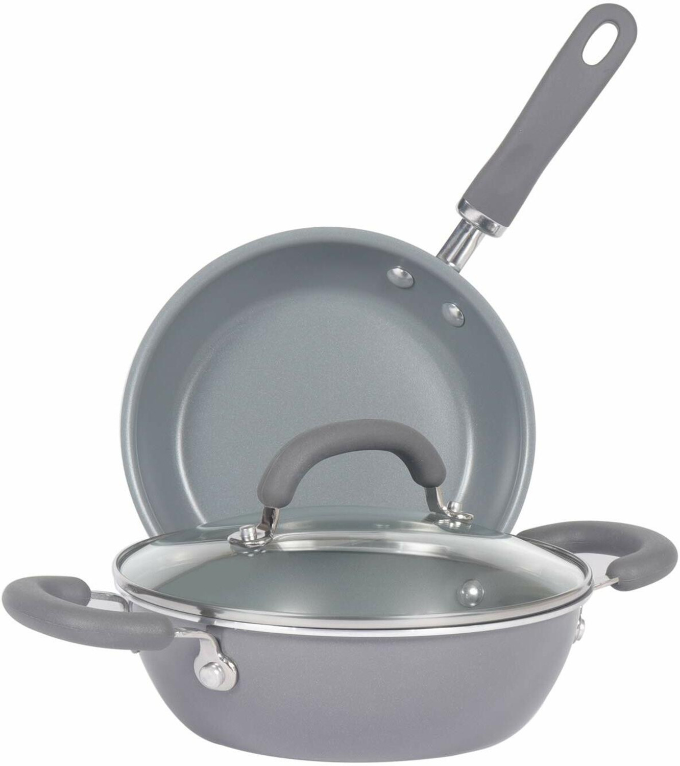 Image of Meyer Anzen Ceramic Coated 3 Piece Cookware Set Frypan, Kadai 20cm with Kadai Induction Bottom Cookware Set