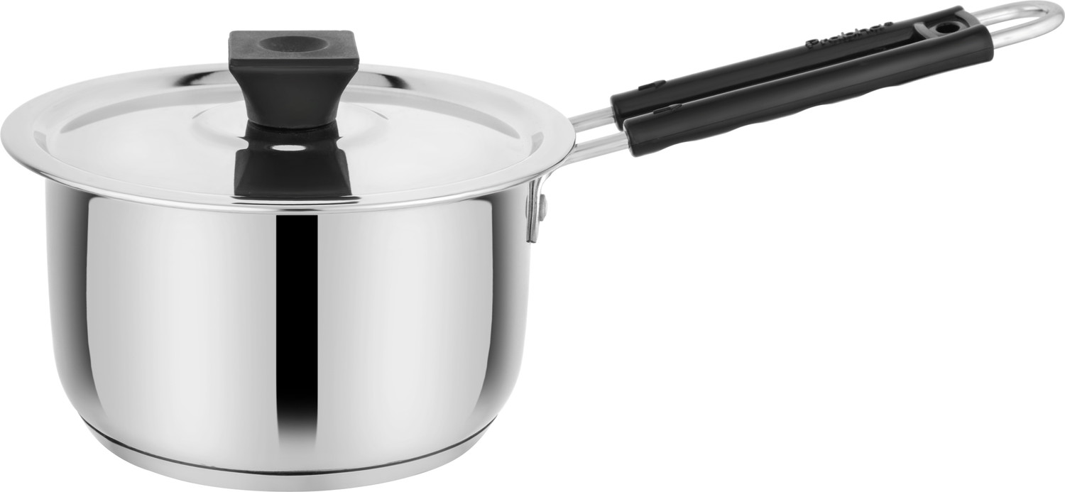 Image of PRABHA Induction Heavy Gauge Encapsulated Base Stainless Steel Saucepan With Lid Sauce Pan 22 cm diameter with Lid 3.1 L capacity