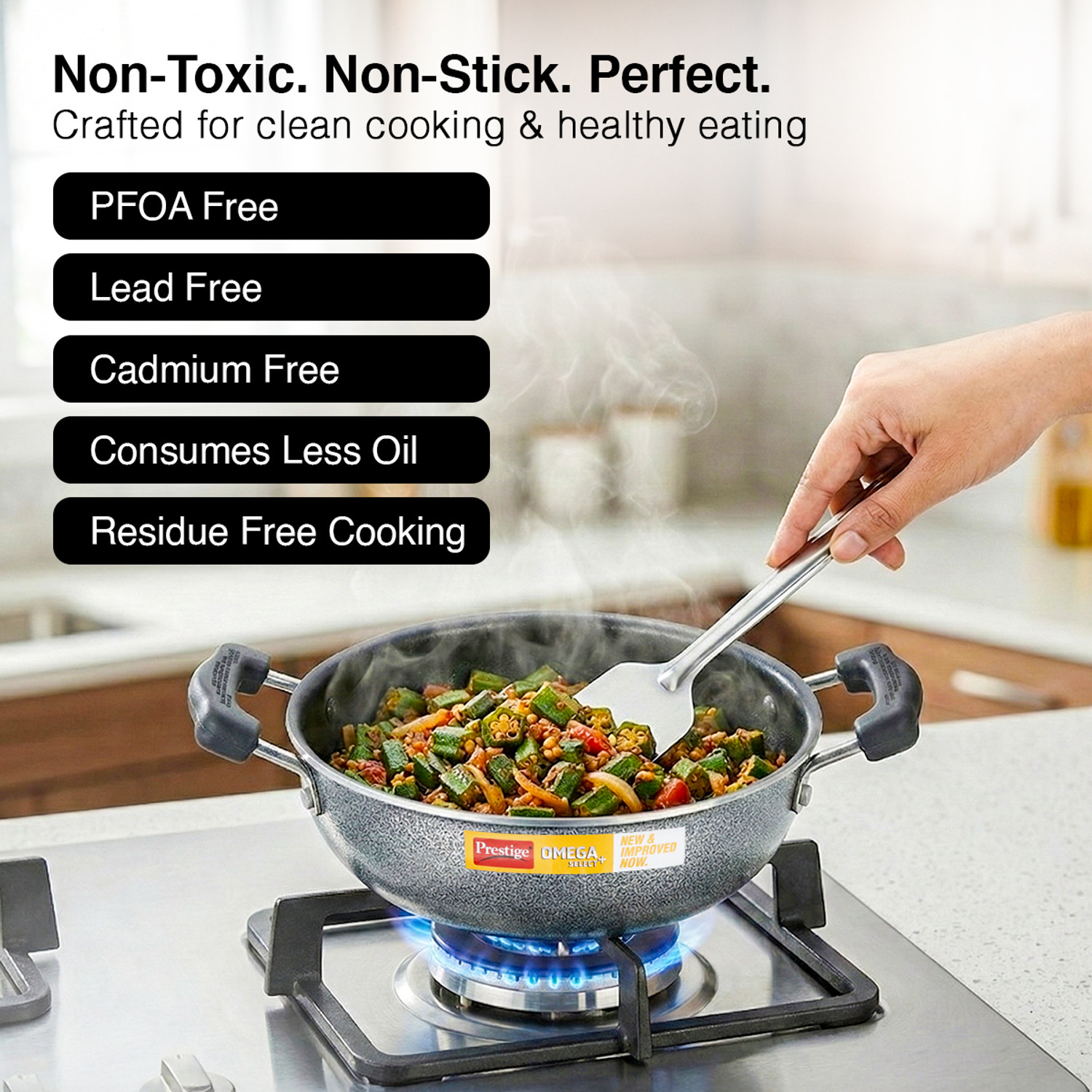 Image of Prestige Omega Select Plus Kadhai 20 cm diameter with Lid 2.2 L capacity