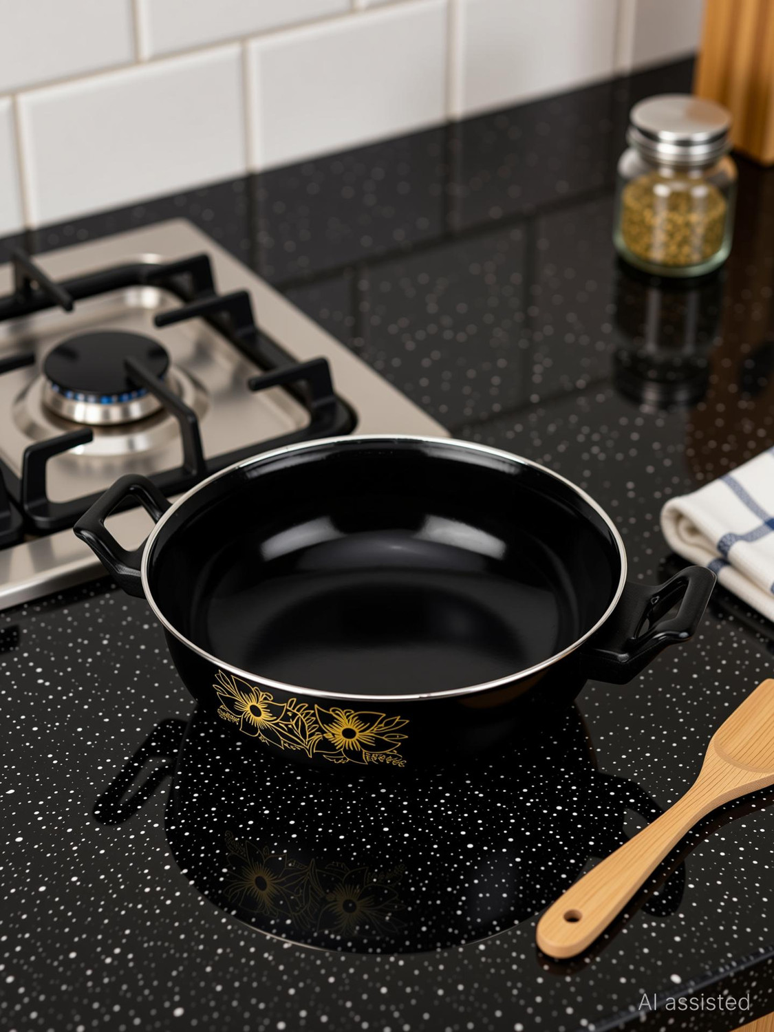 Image of My Store Non Stick Kadhai [3.5 L] -6- Induction Bottom Non Stick Kadhai 27 cm diameter 3.5 L capacity