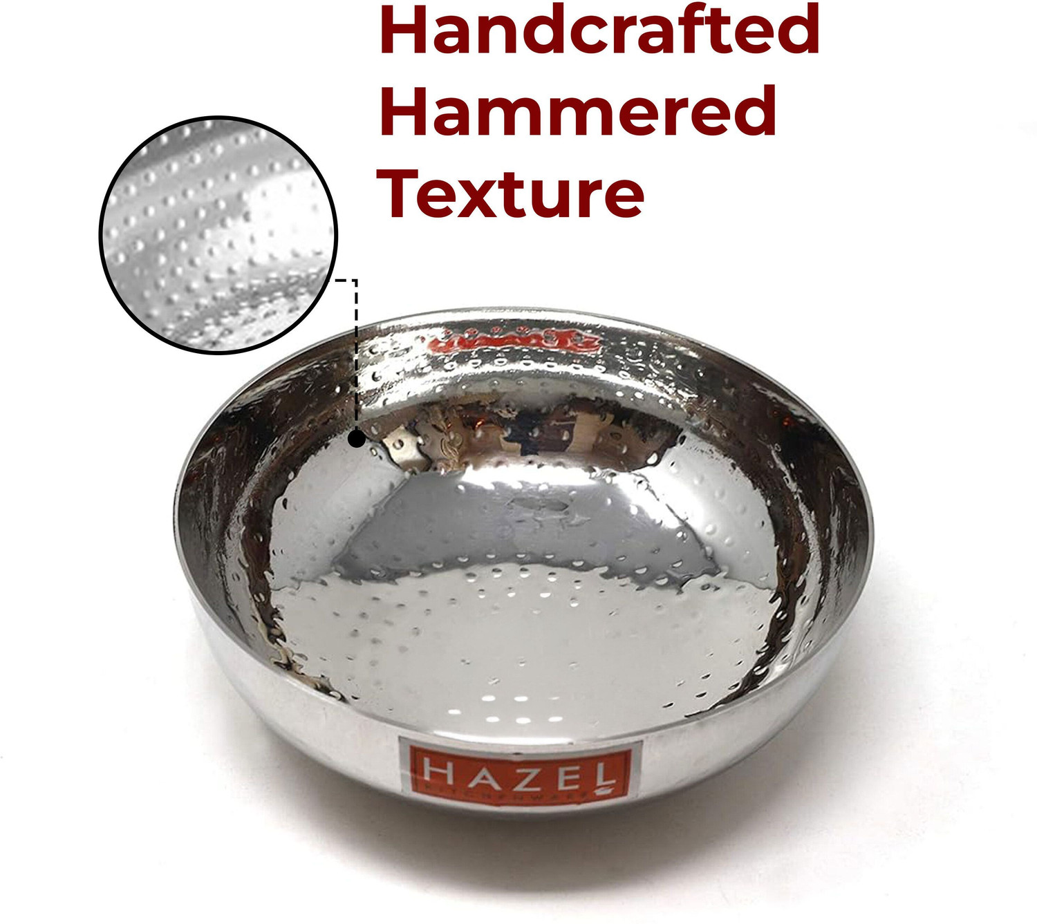 Image of HAZEL Stainless Steel Hammered Tone Tasra, Tasla 1 L capacity 18 cm diameter