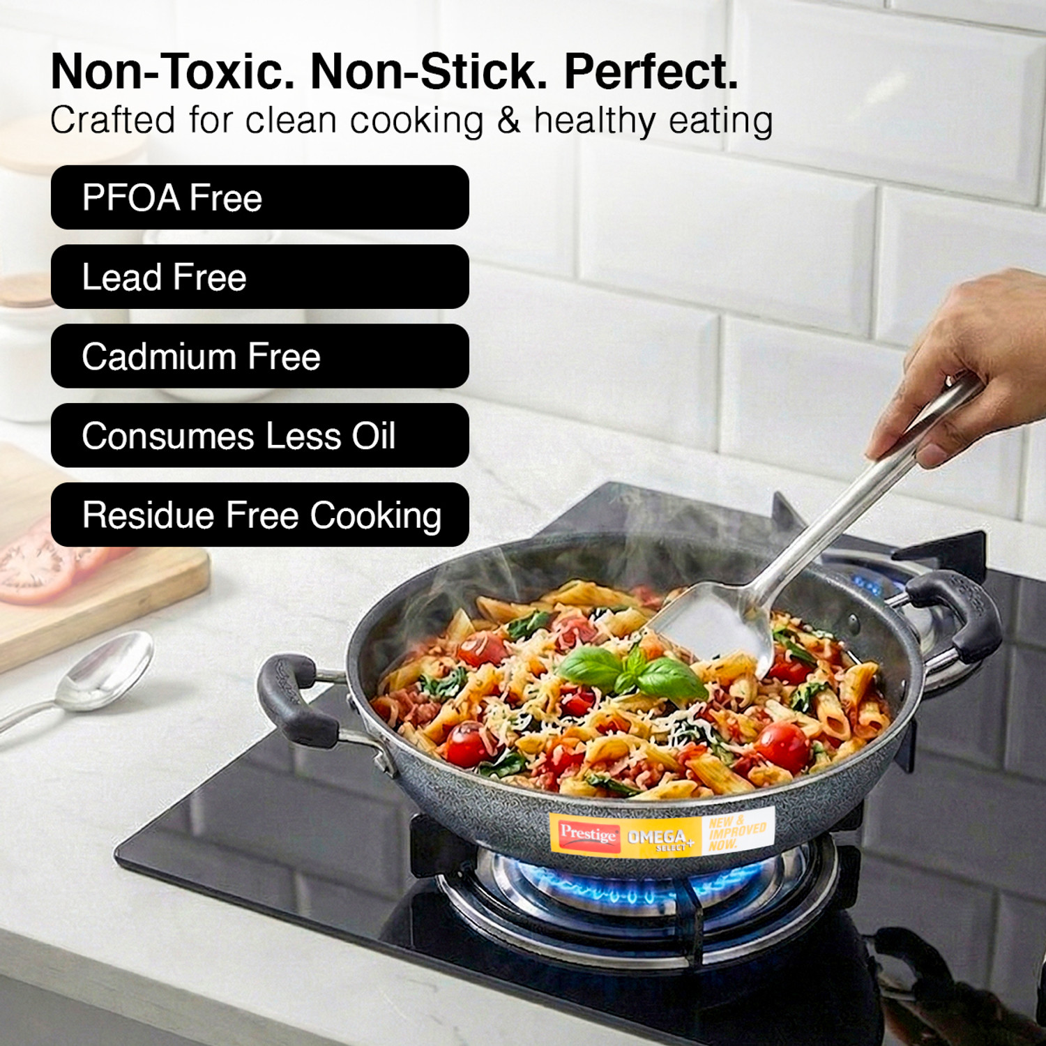 Image of Prestige Omega Select Plus Kadhai 27 cm diameter with Lid 1 L capacity