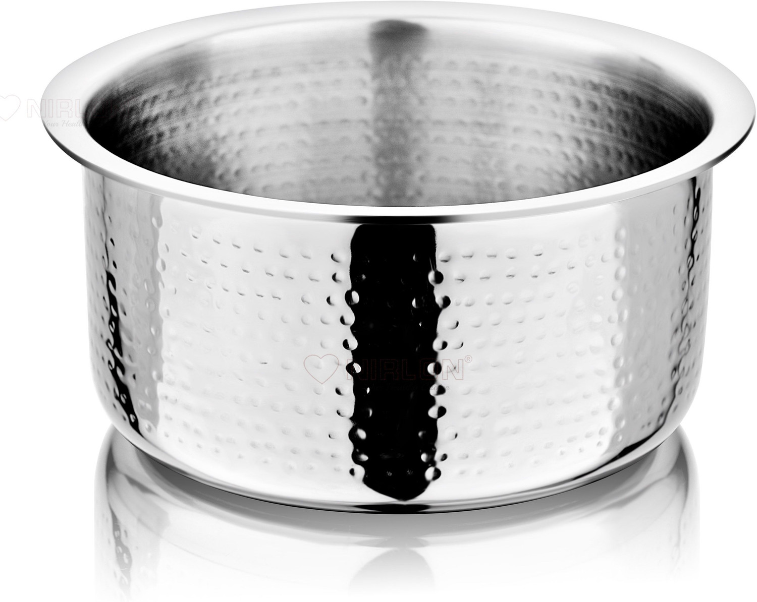 Image of NIRLON Hammered Triply Stainless Steel Cookware Tope /Patila 14cm Tope /Bhagona /Patila 1 L capacity 14 cm diameter