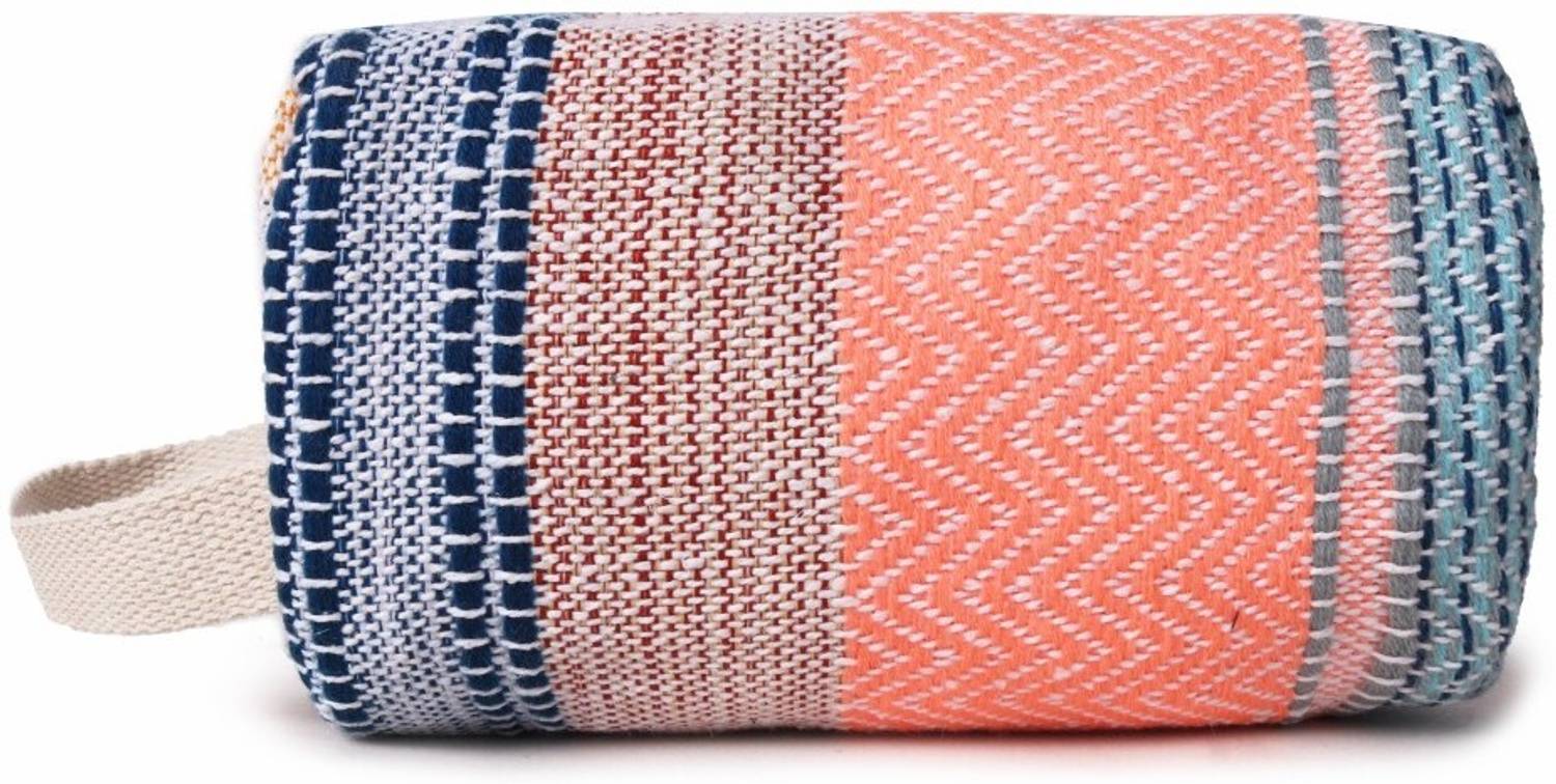 ASTRID Textured cotton Travel Pouch for Girls with Wristlet Cosmetic Bag