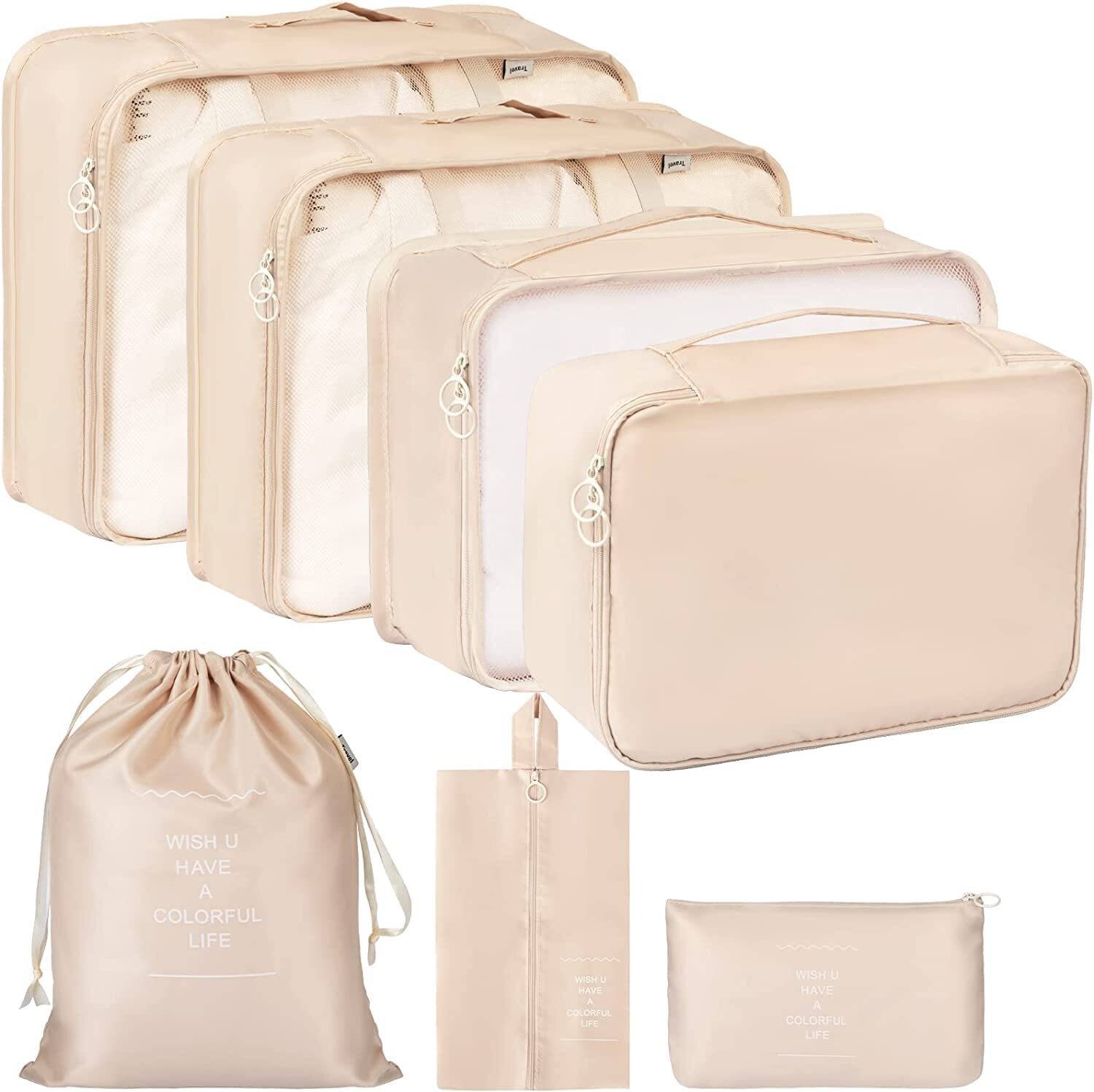 Vervita 7 Pcs Travel Suitcase Organizer Pouch Packing Cubes for Clothes