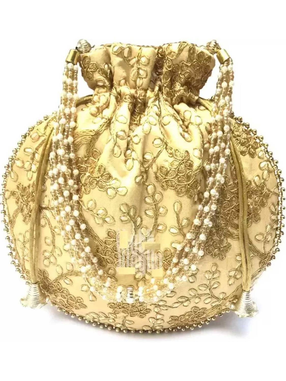 ACCESSORIZEME BH GOLDEN EMB POTLI 123 Potli