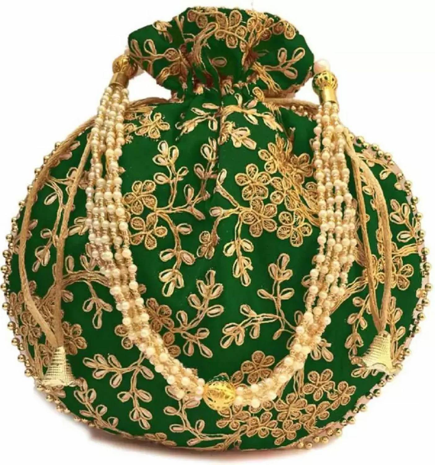 ACCESSORIZEME BH EMB PED POTLI GREEN Potli