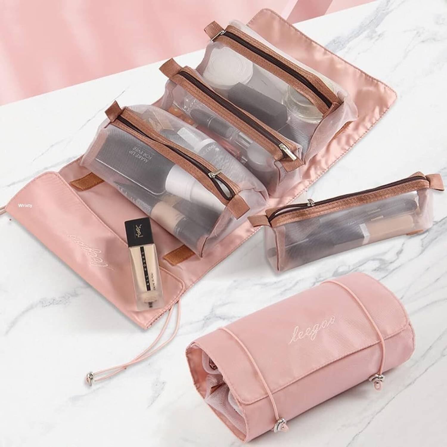 Adhunyk 4 in 1 Travel Toiletry Makeup Cosmetic Organizer Pouch Bag Travel Storage Cosmetic Bag