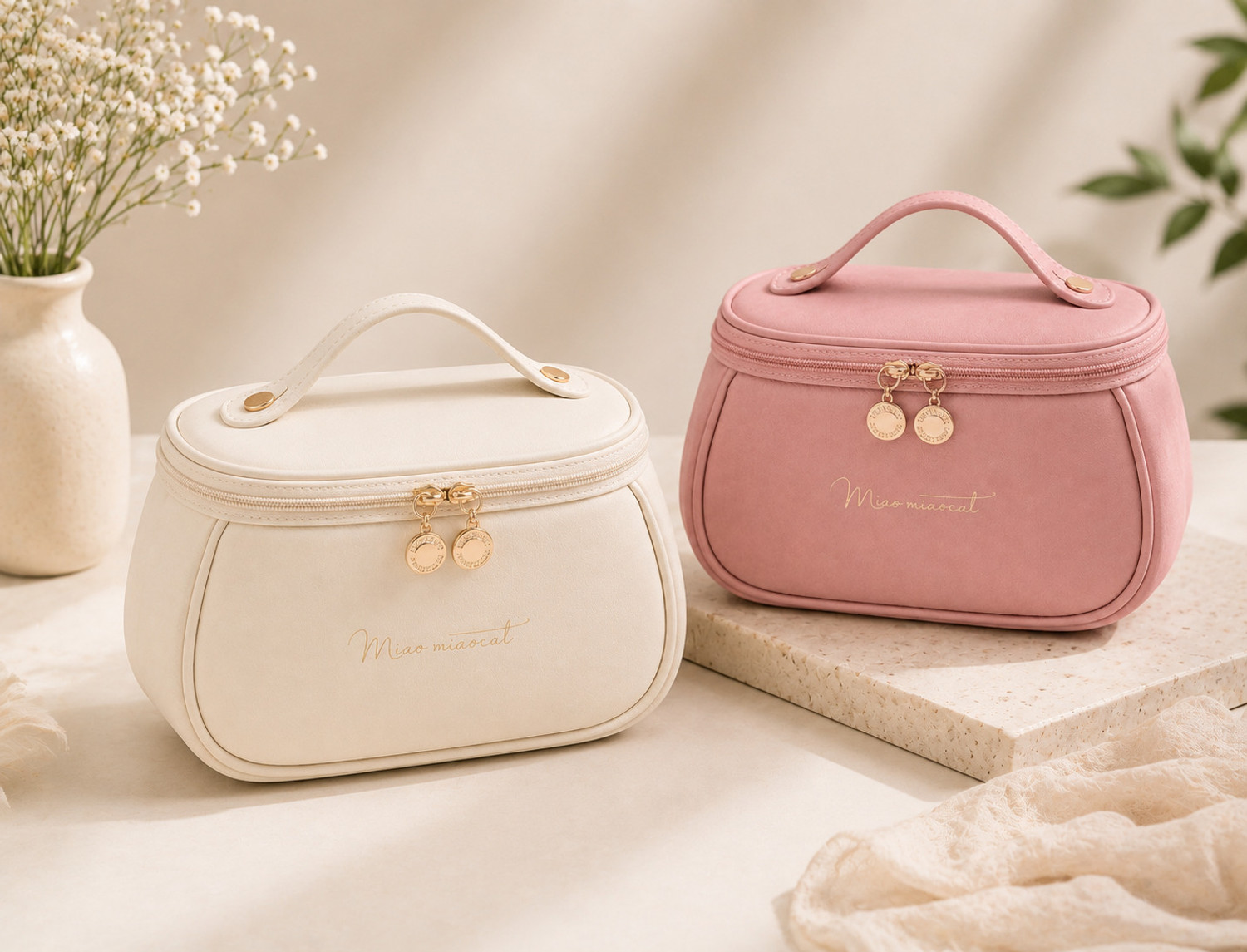 Image of heboo Makeup Bags Combo (Set of 2) | Travel Toiletry Organizer Makeup Bag for Women Cosmetic Bag
