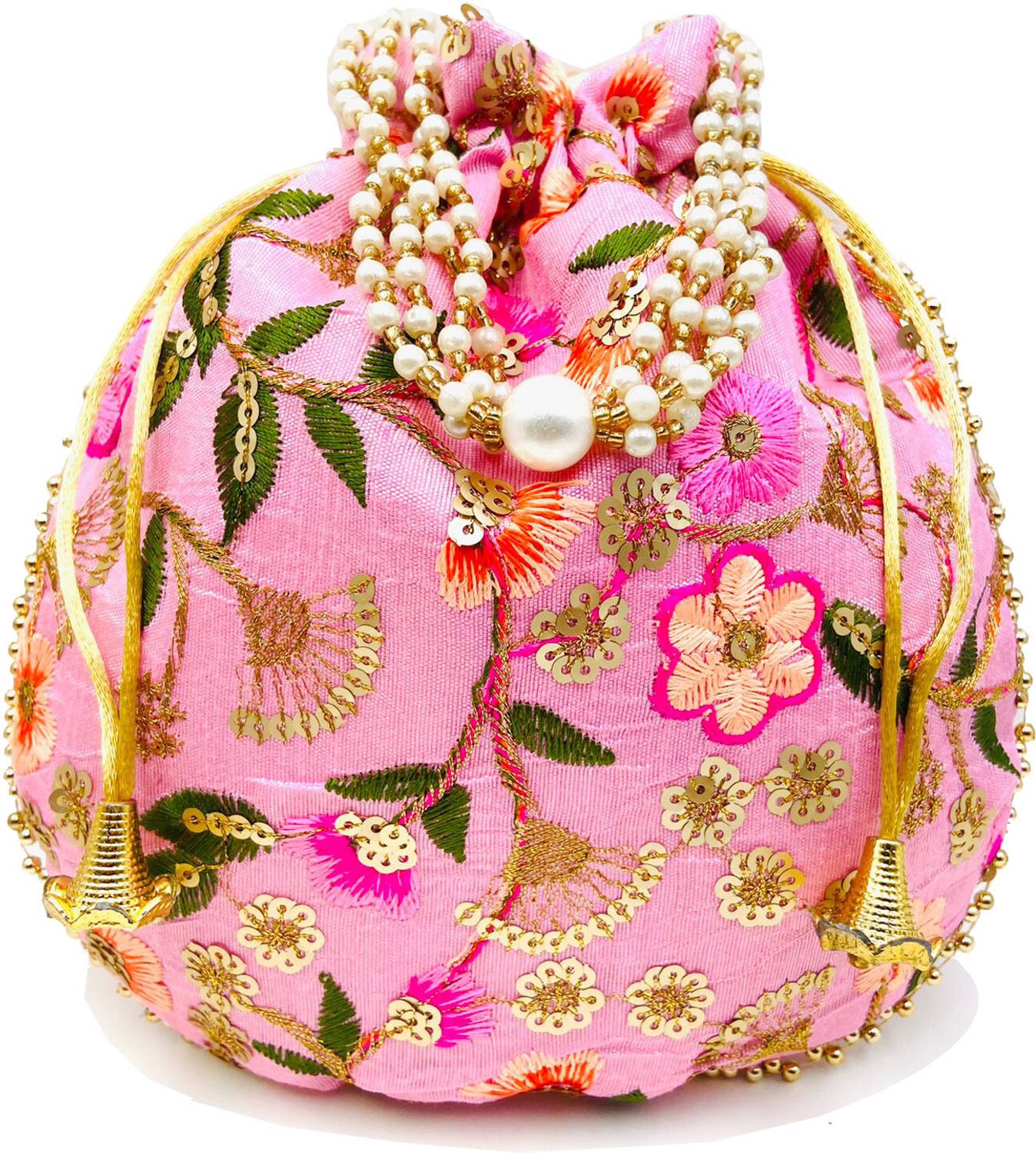 byra Women Multi Color Thread Floral Potli Bag Potli