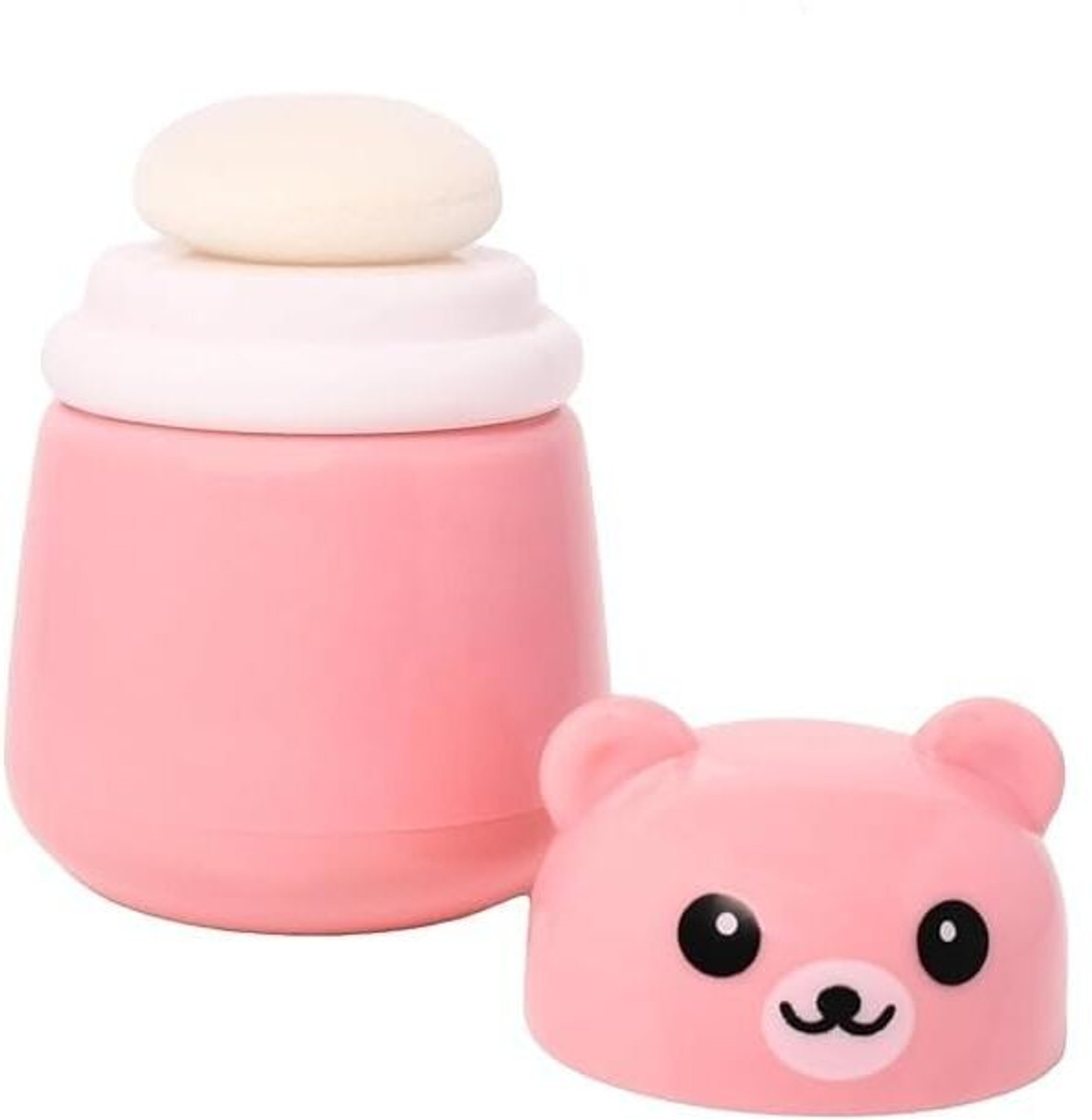 Image of S S Enterprises Baby Powder Puff Box with Soft Sponge | Cute Bear Design | Refillable