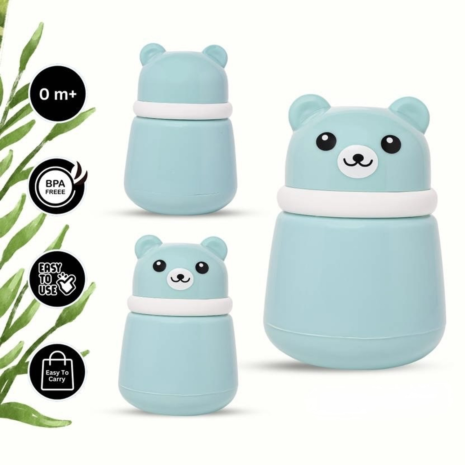 Image of CrazzyShopperz Portable Baby Powder Puff with Box Holder Container for Newborn & Kid (Blue)
