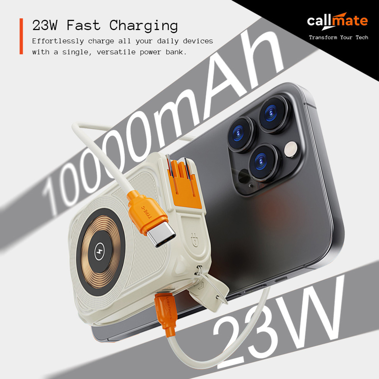 Image of Callmate 10000 mAh 23 W Wired & Wireless With MagSafe Compact Power Bank