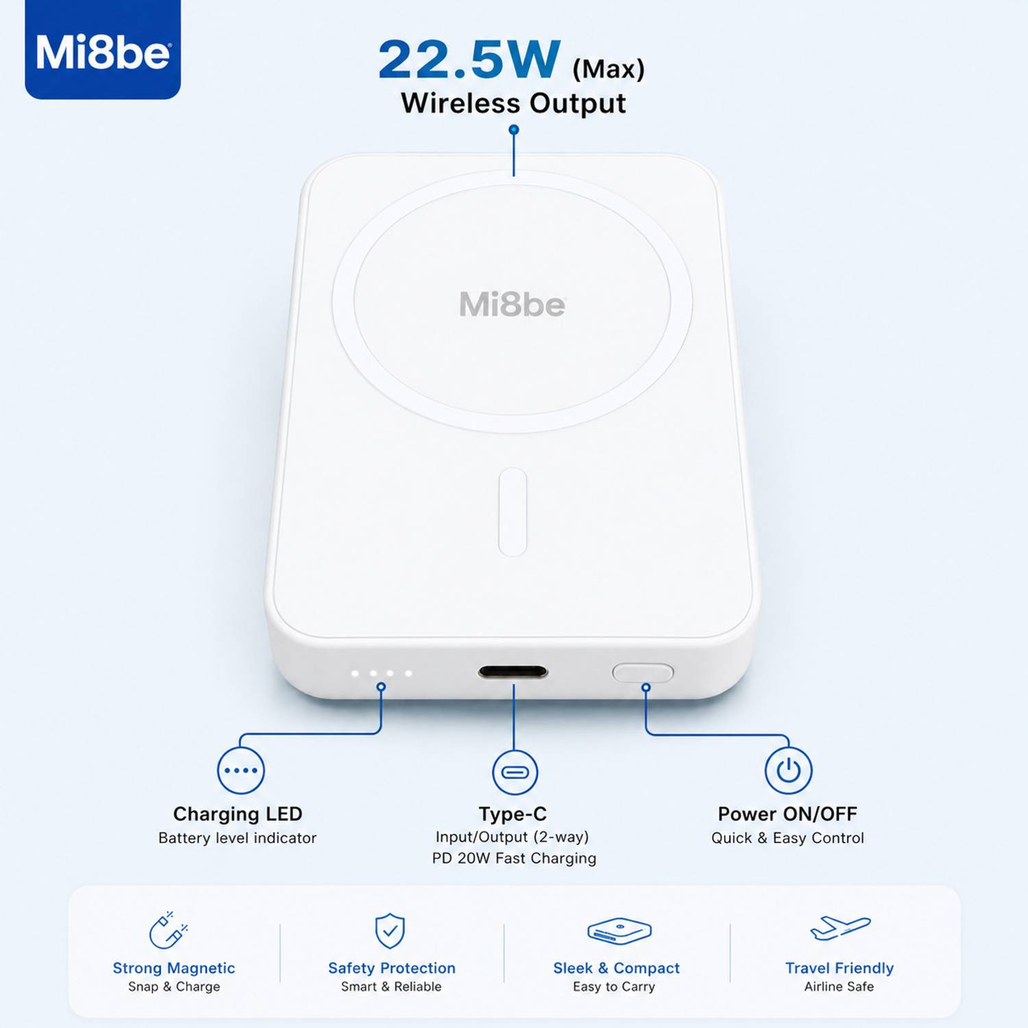 MI8BE 10000 mAh 22.5W Wireless Power Bank - Image 2