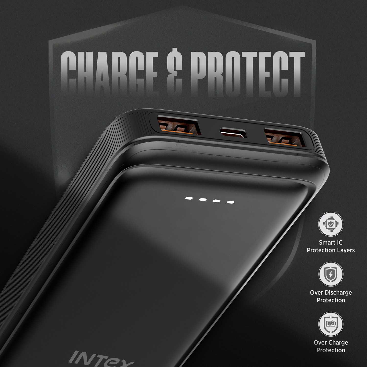 Image of Intex 10000 mAh 22 W Slim Pocket Size Power Bank (Smokey Black, Lithium Polymer, Fast Charging, Power Delivery 3.0, Quick Charge 3.0 for Mobile)
