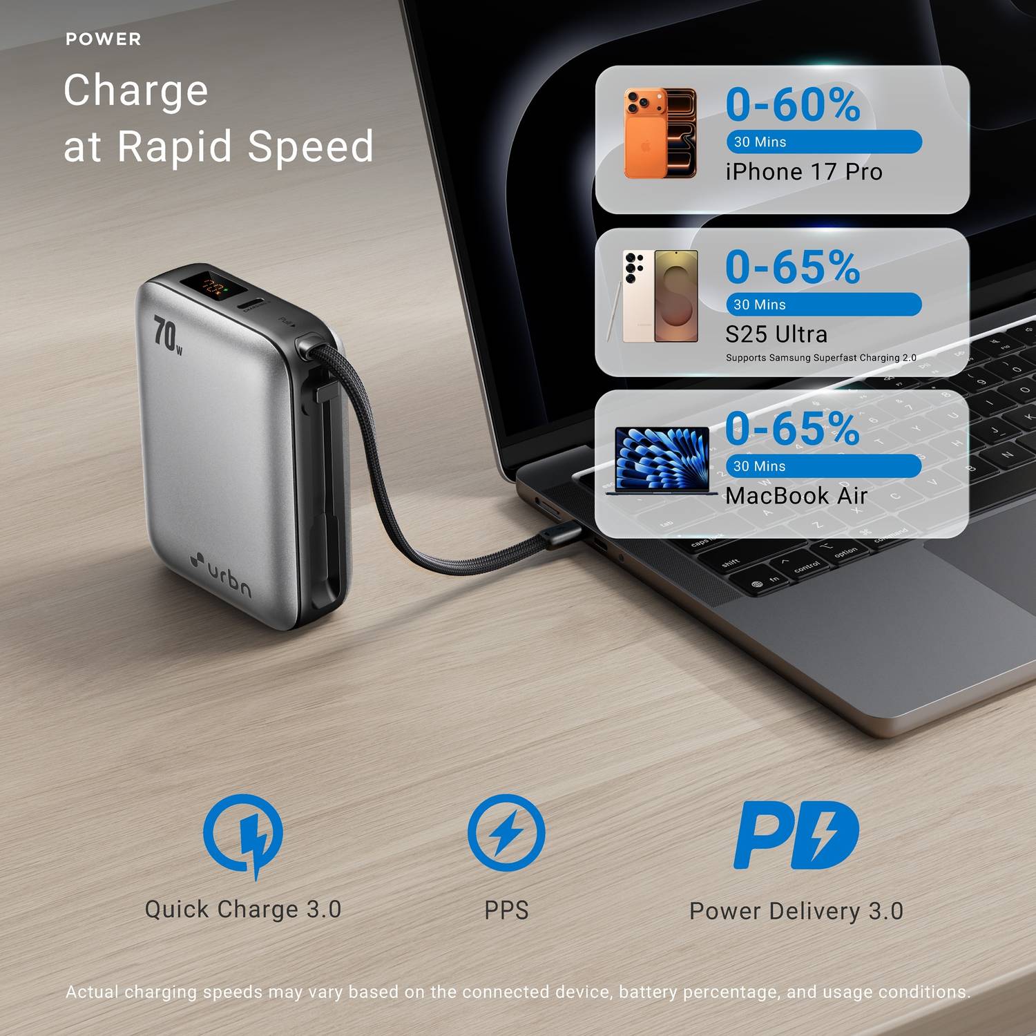 URBN 20000 mAh 70W Silver Power Bank - Image 4
