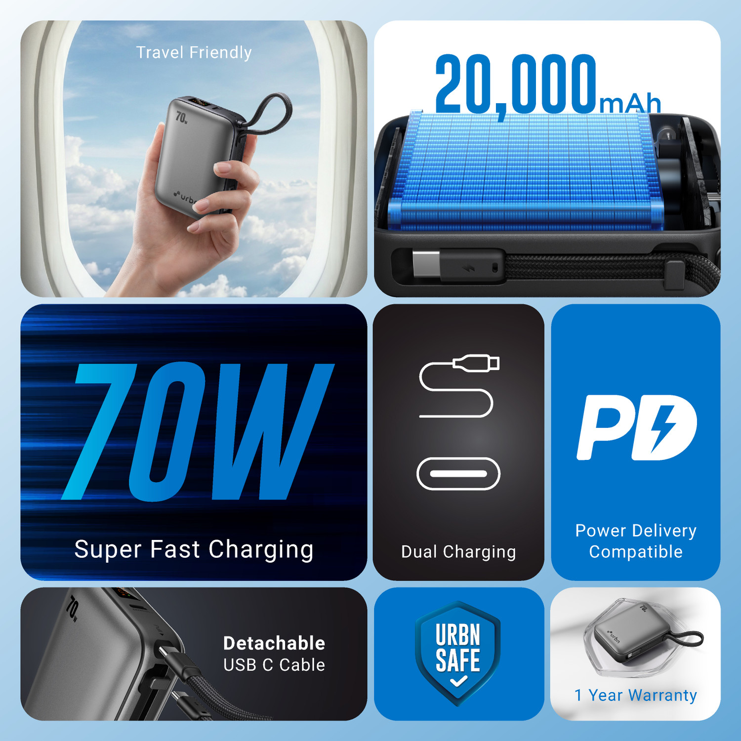 Image of URBN 20000 mAh 70 W Nano Pocket Size Power Bank