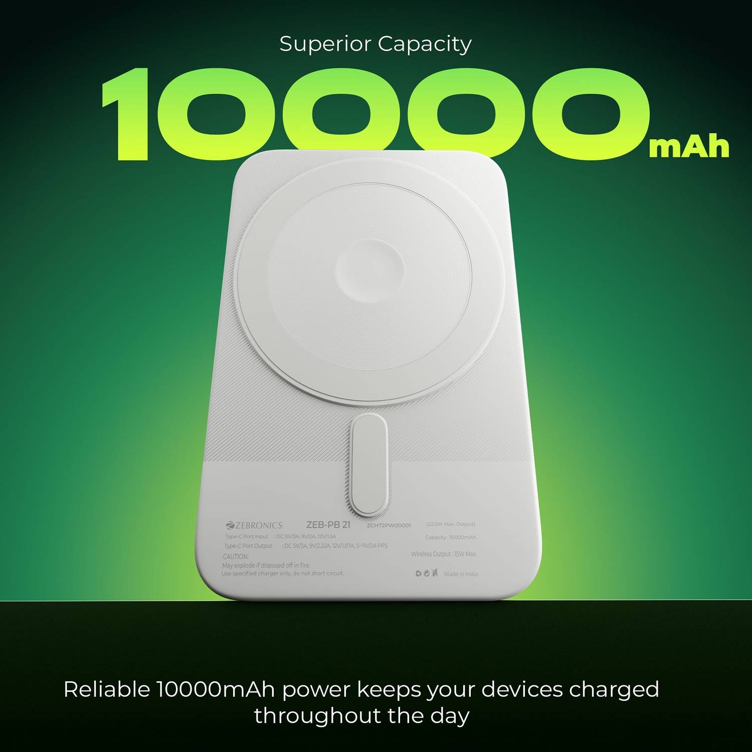 ZEBRONICS 10000 mAh MagSafe Power Bank - Image 2