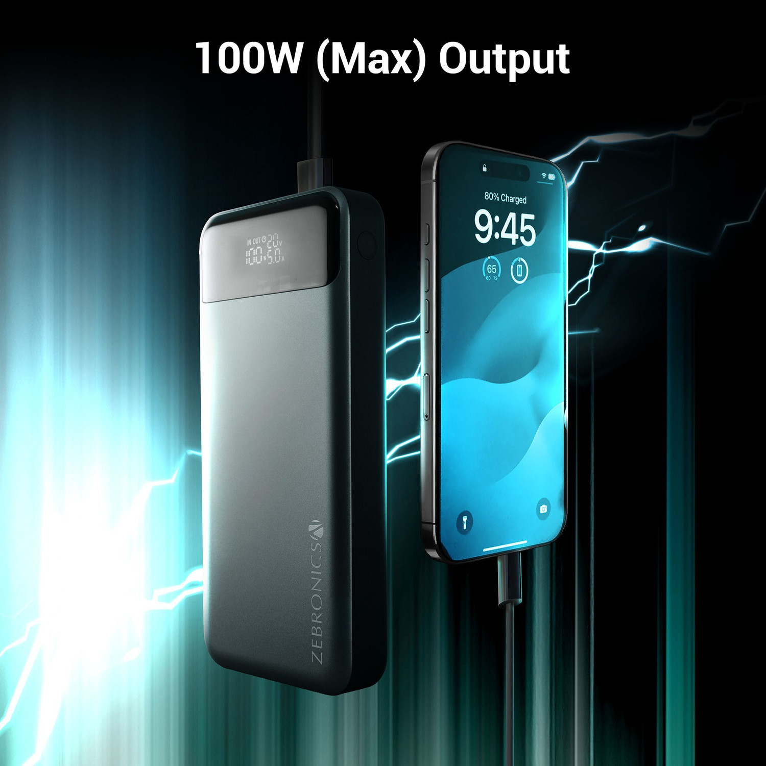 Image of ZEBRONICS 27000 mAh 100 W Slim Power Bank
