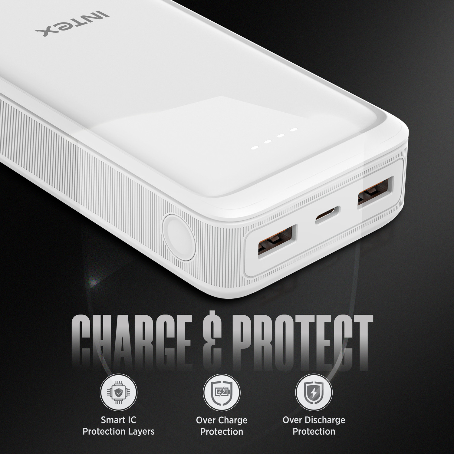 Image of Intex 20000 mAh 22 W Compact Power Bank (Creamy White, Lithium Polymer, Fast Charging for Mobile)