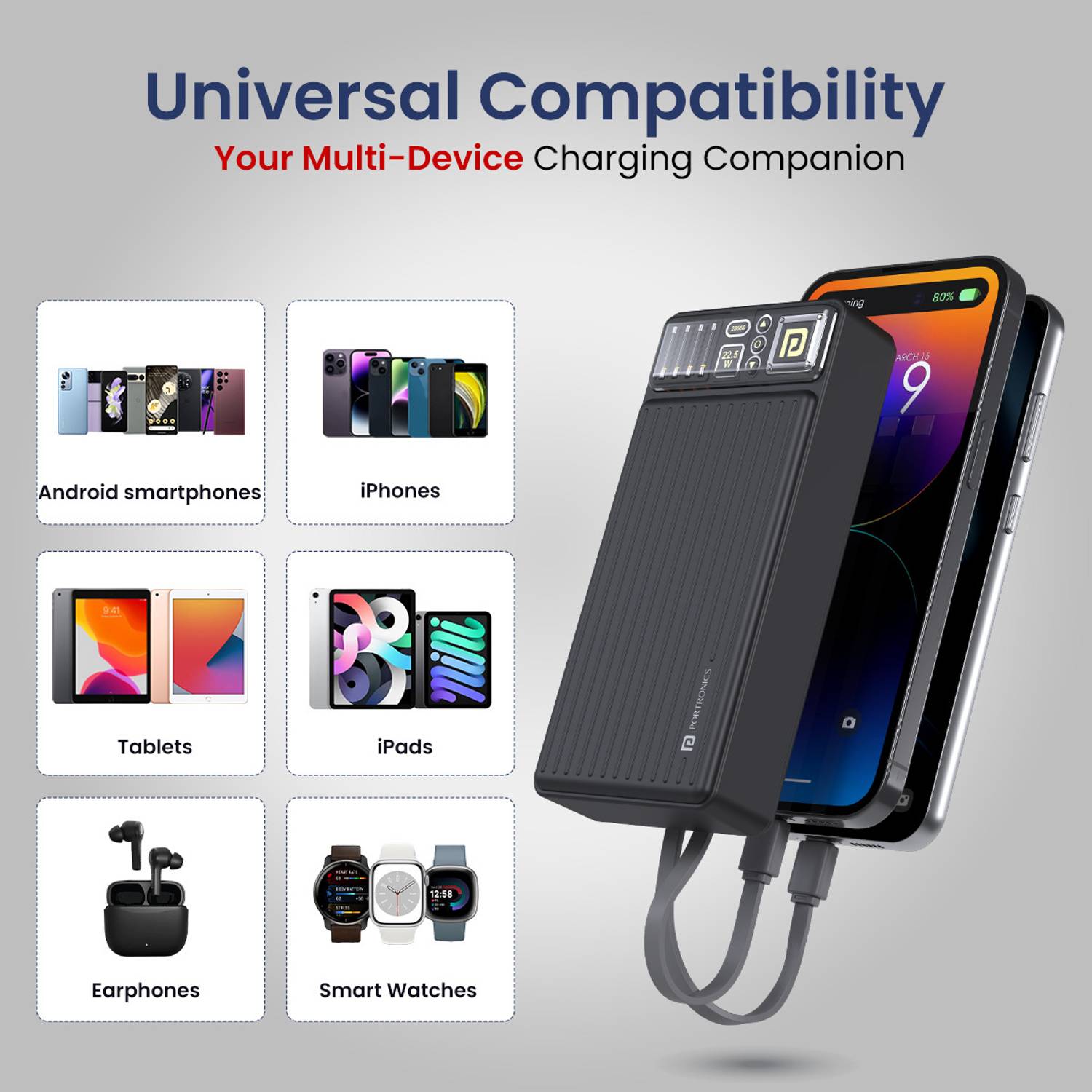 Portronics 20000 mAh 22.5 W Power Bank Black - Image 4
