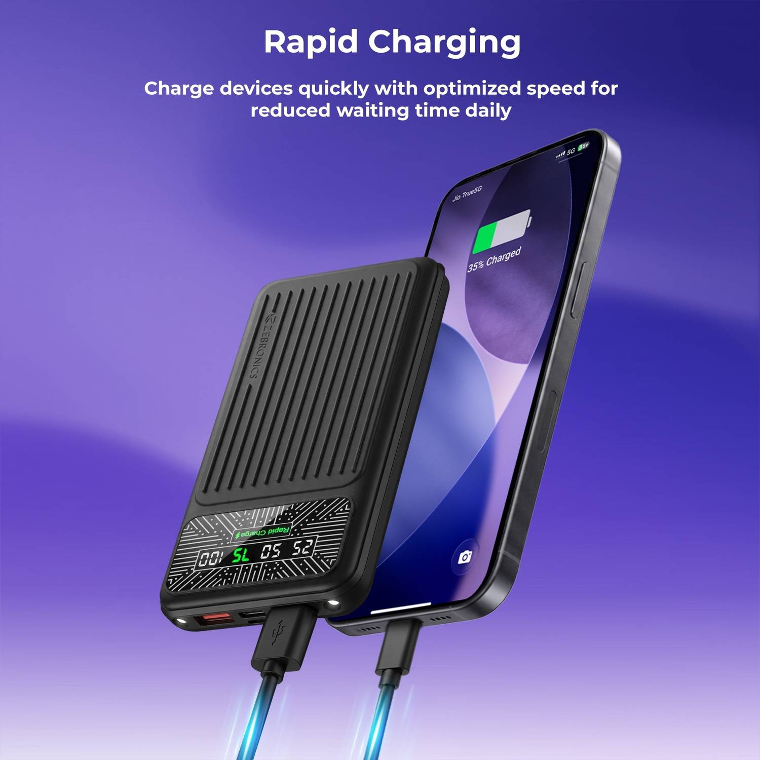 ZEBRONICS 10000 mAh Power Bank Black - Image 3