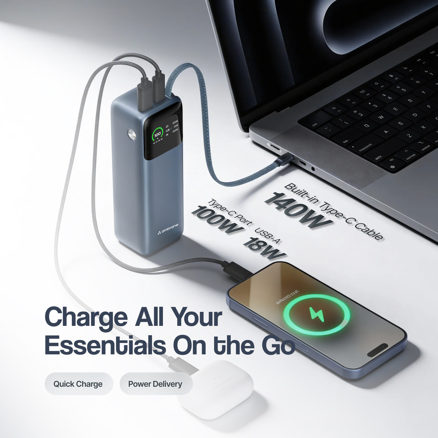 Image of Ambrane 27000 mAh 240 W Power Bank