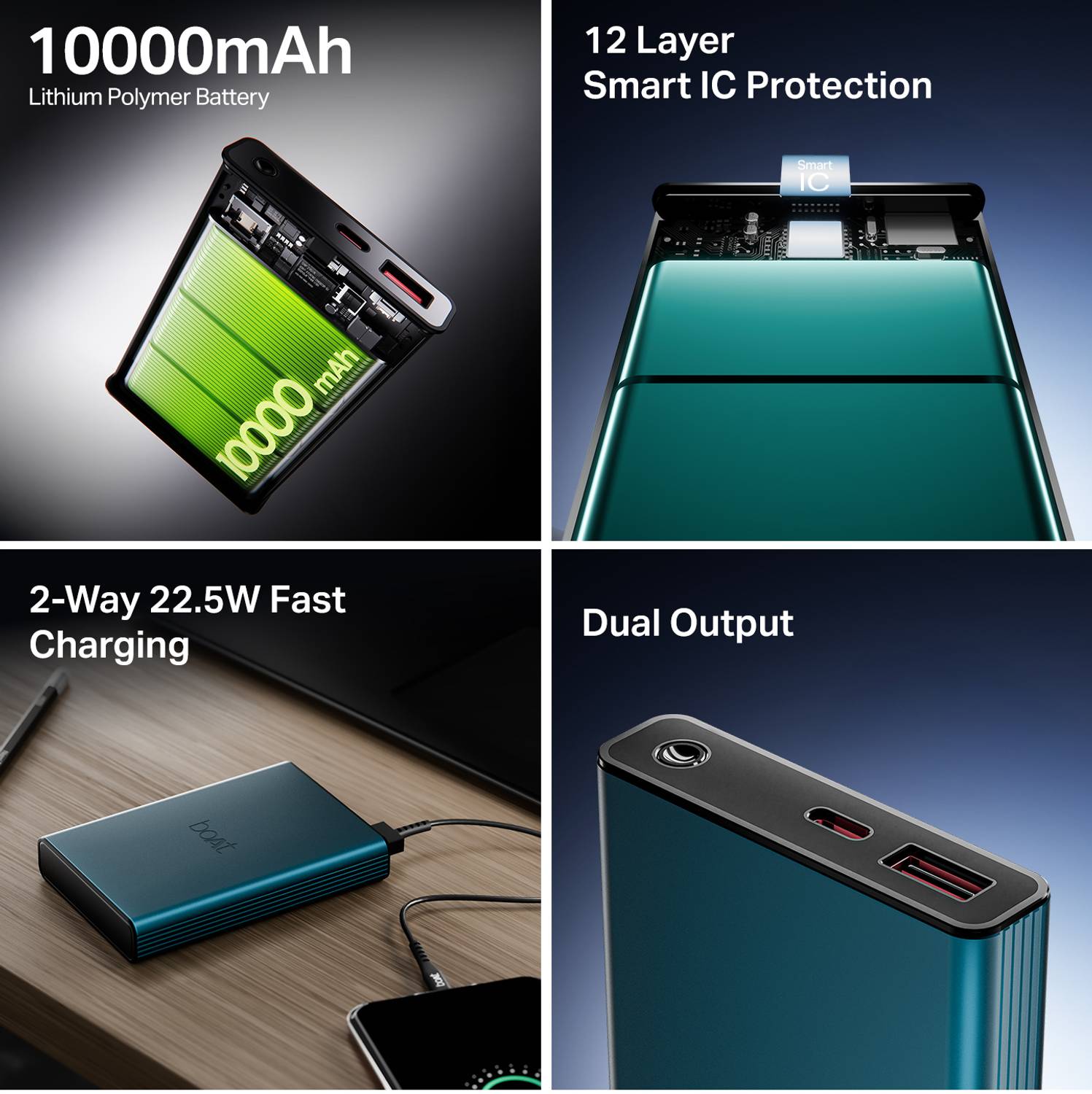 boAt 10000 mAh 22.5W Power Bank Blue - Image 2