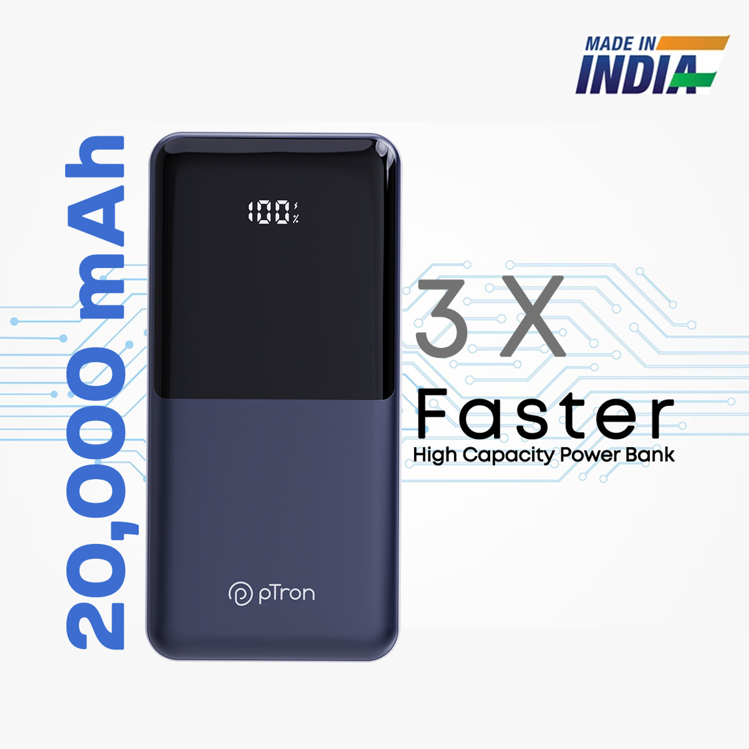 Image of PTron 20000 mAh 22.5 W Compact Pocket Size Power Bank
