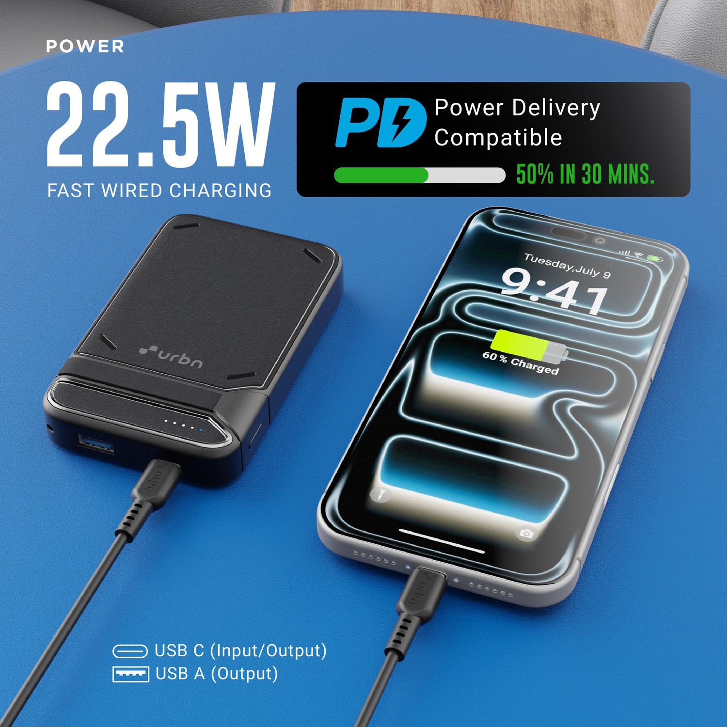 Image of URBN 10000 mAh 22.5 W Wired & Wireless With MagSafe Compact Pocket Size Power Bank
