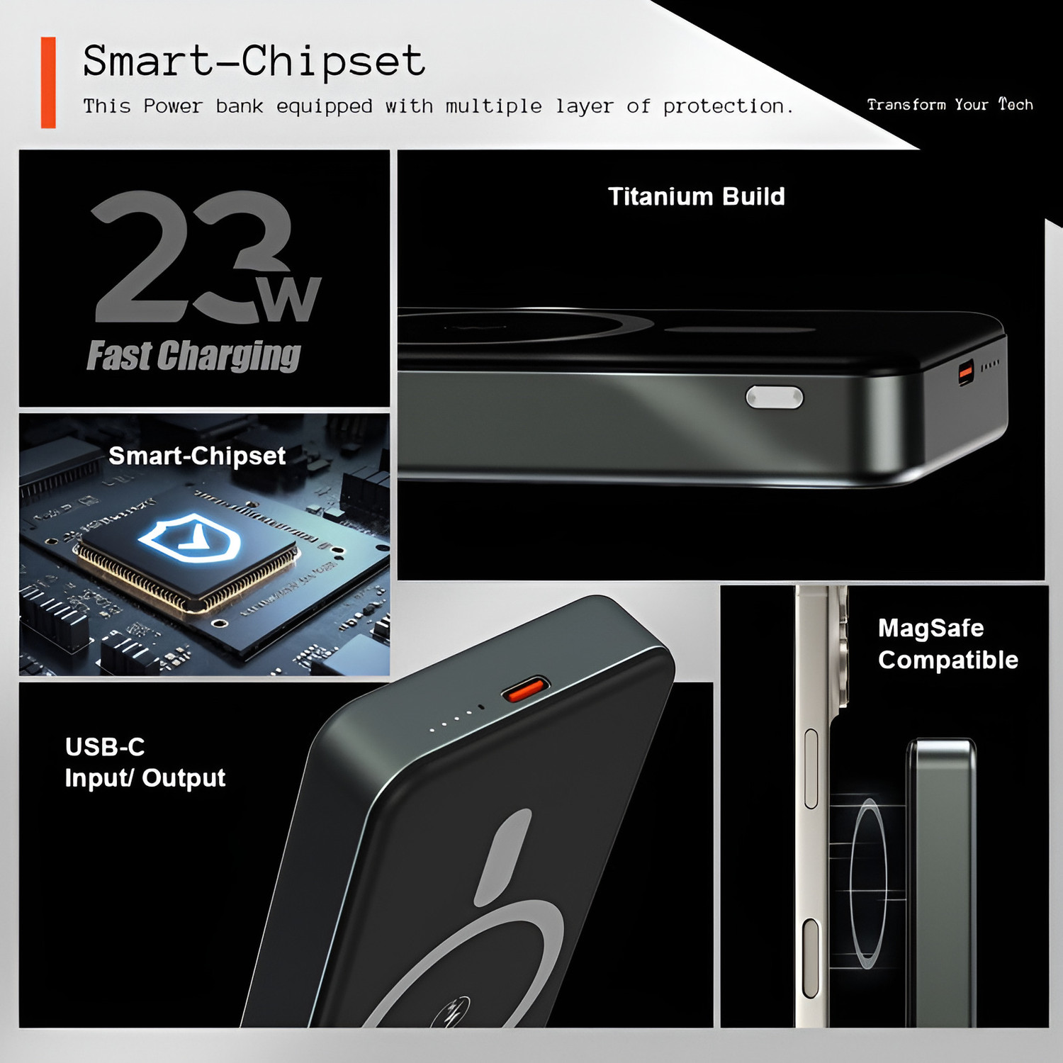 Image of ULTADOR 10000 mAh 23 W Wireless With MagSafe Mini Pocket Size Power Bank