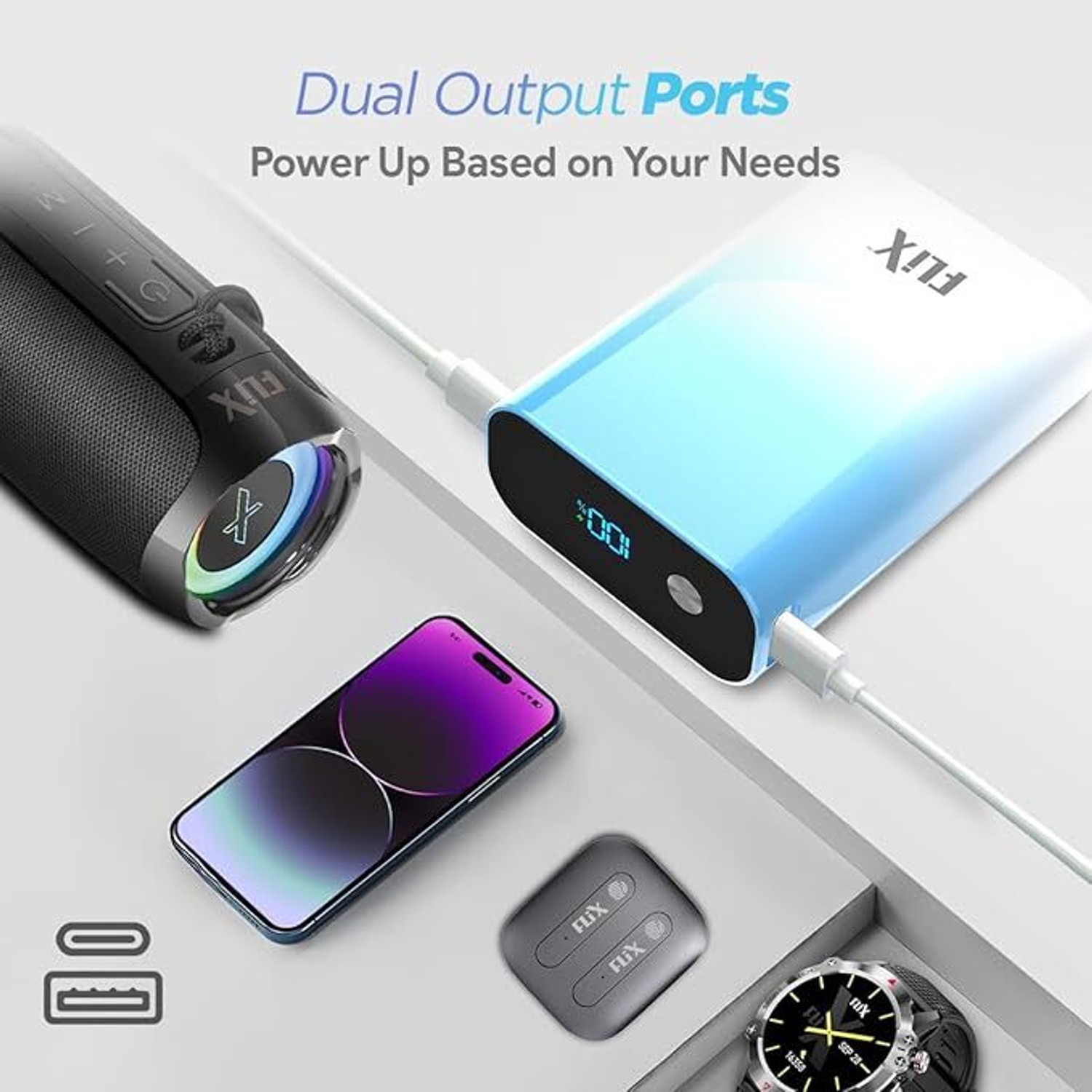 Image of flix 20000 mAh Compact Pocket Size Power Bank