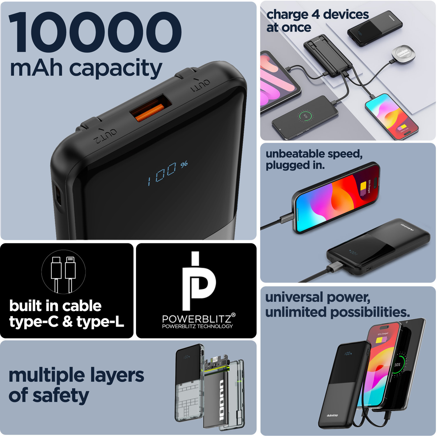 Image of Dubstep 10000 mAh 22.5 W Compact Pocket Size Power Bank
