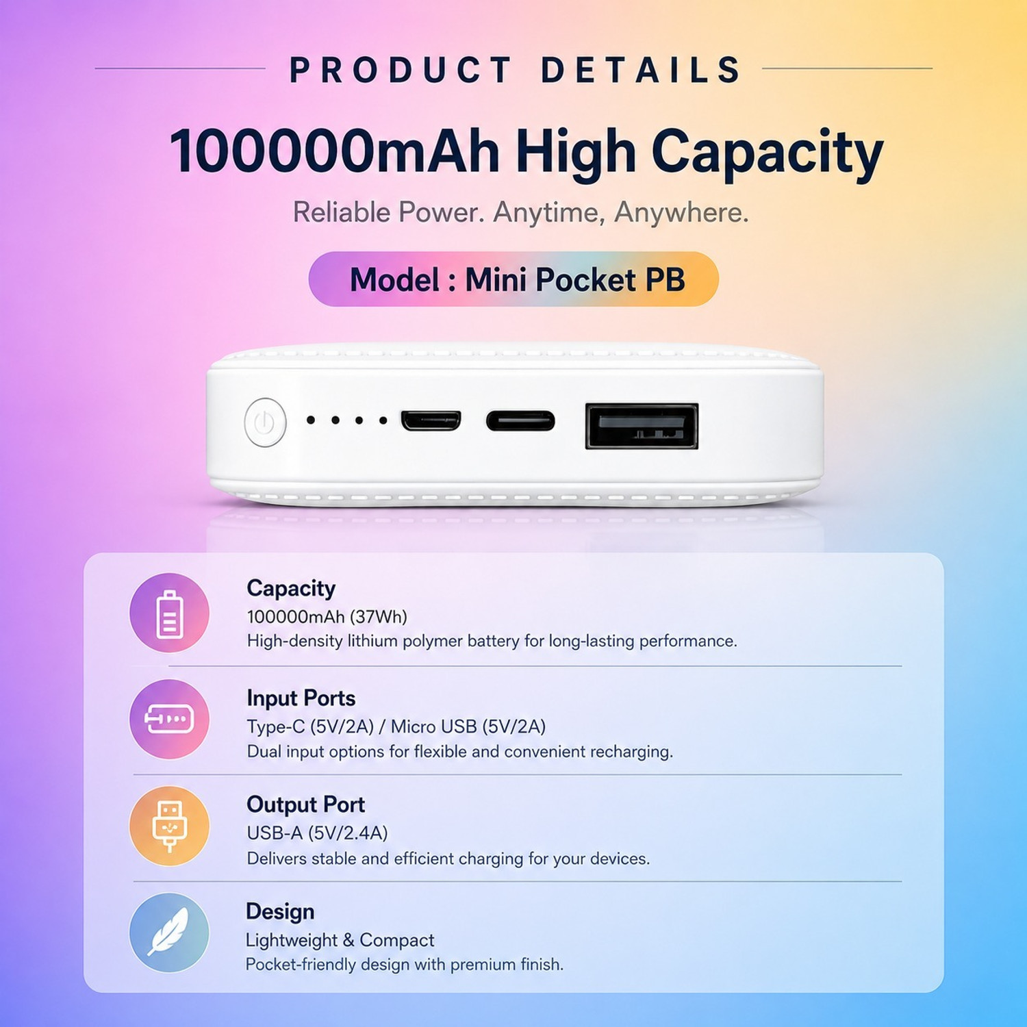 Image of TRPS 10000 mAh 18 W Mini Pocket Size Power Bank