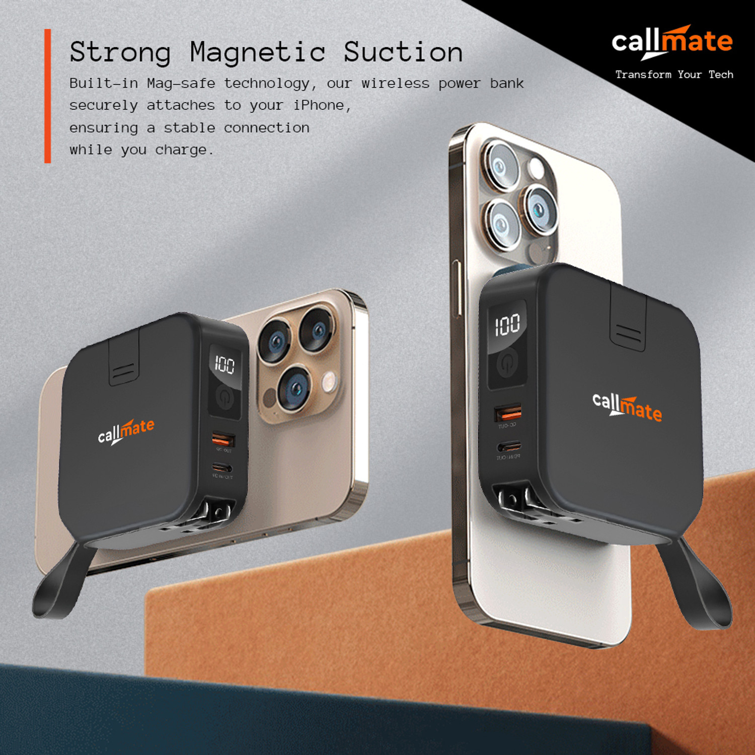 Image of Callmate 10000 mAh 23 W Wireless Compact Power Bank