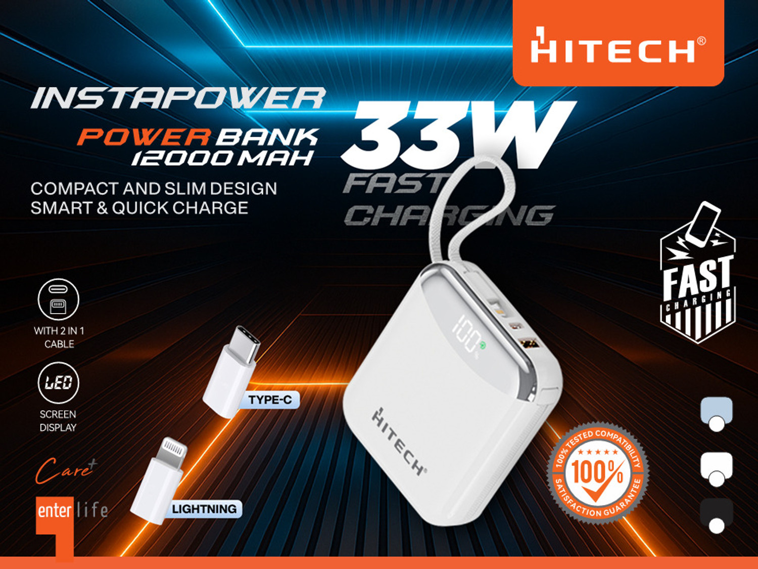 Image of Hi Tech 12000 mAh 22.5 W Compact Pocket Size Power Bank