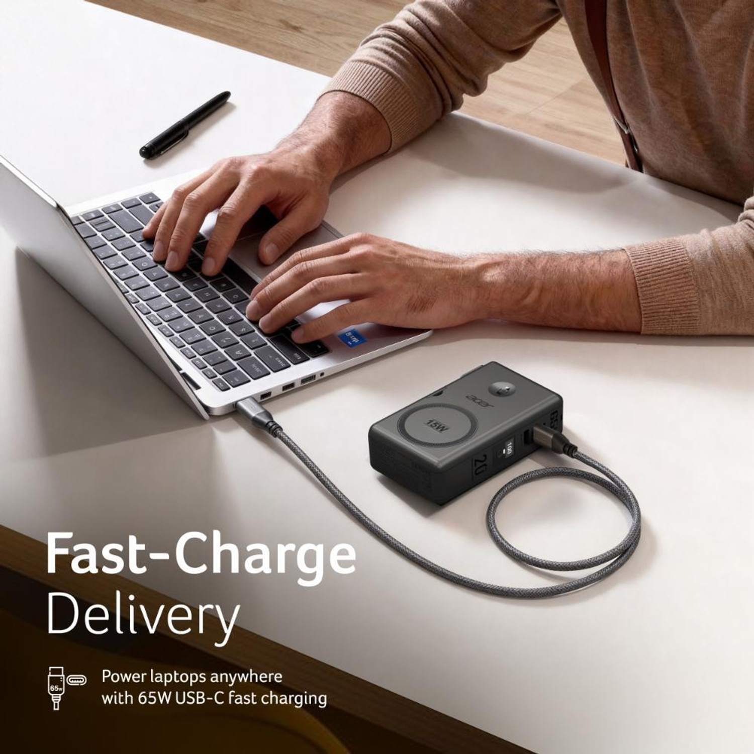Image of Acer 20000 mAh 65 W Wired & Wireless Compact Pocket Size Power Bank