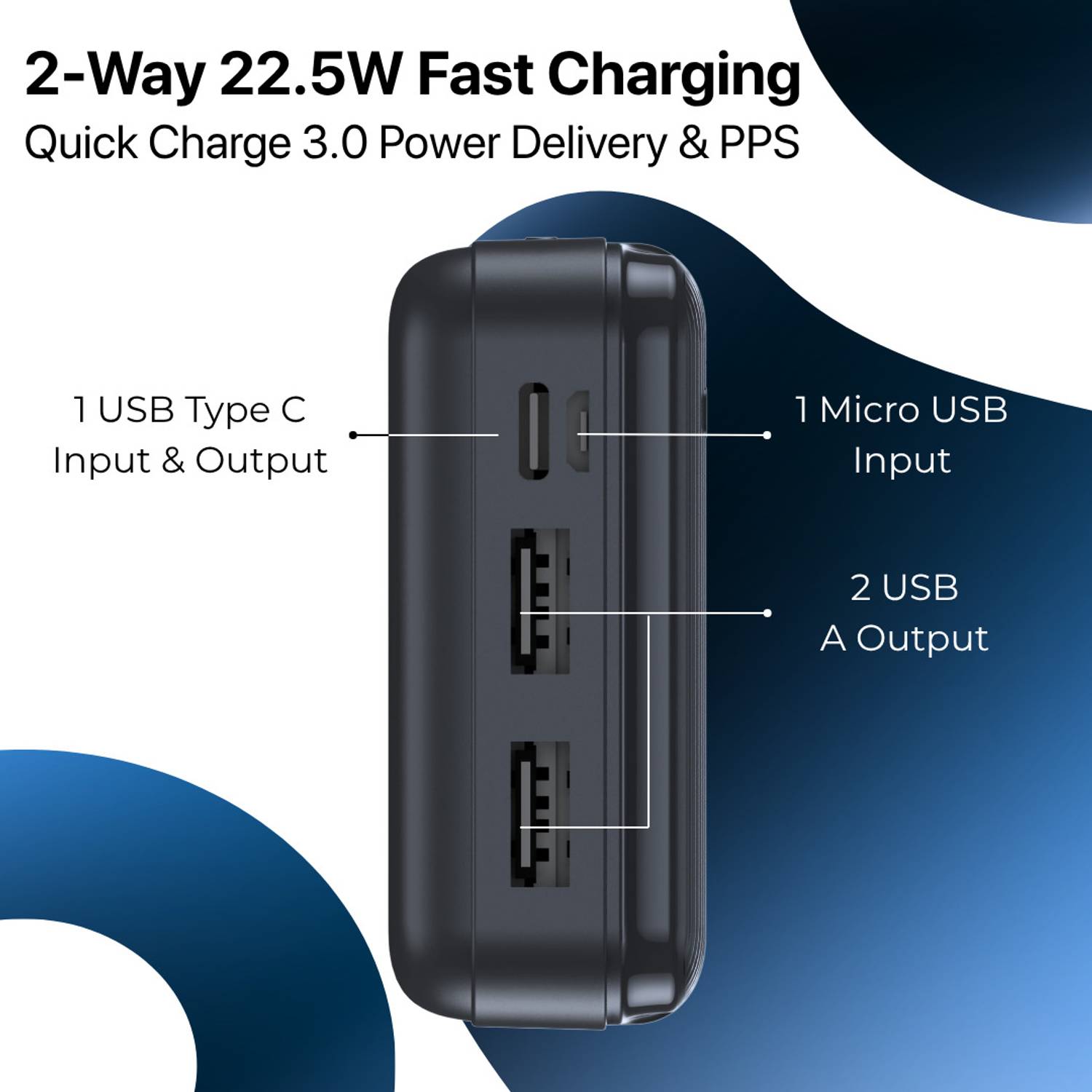 PARXEN 20000 mAh 22.5W Power Bank Black - Image 4