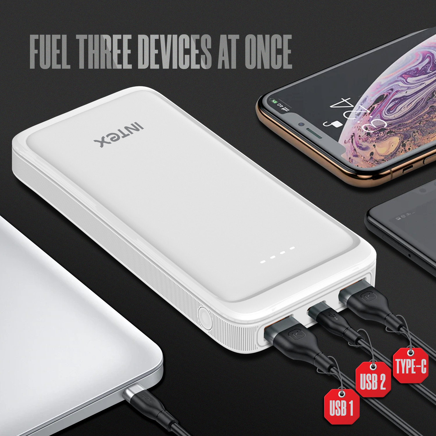 Image of Intex 10000 mAh 22 W Power Bank (Creamy White, Lithium Polymer, Fast Charging, Quick Charge 3.0 for Mobile)