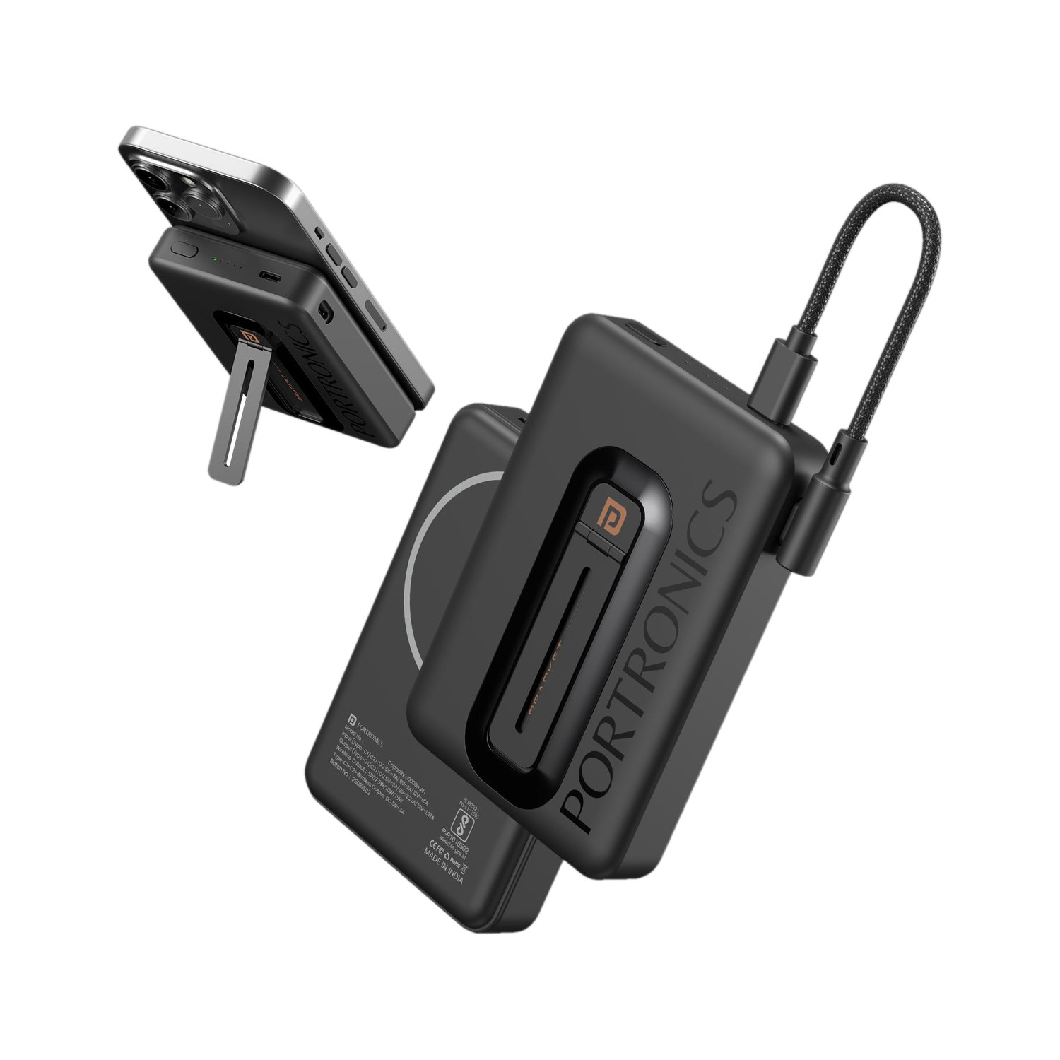 Portronics 10000 mAh 20 W Wired & Wireless With MagSafe Compact Pocket Size Power Bank